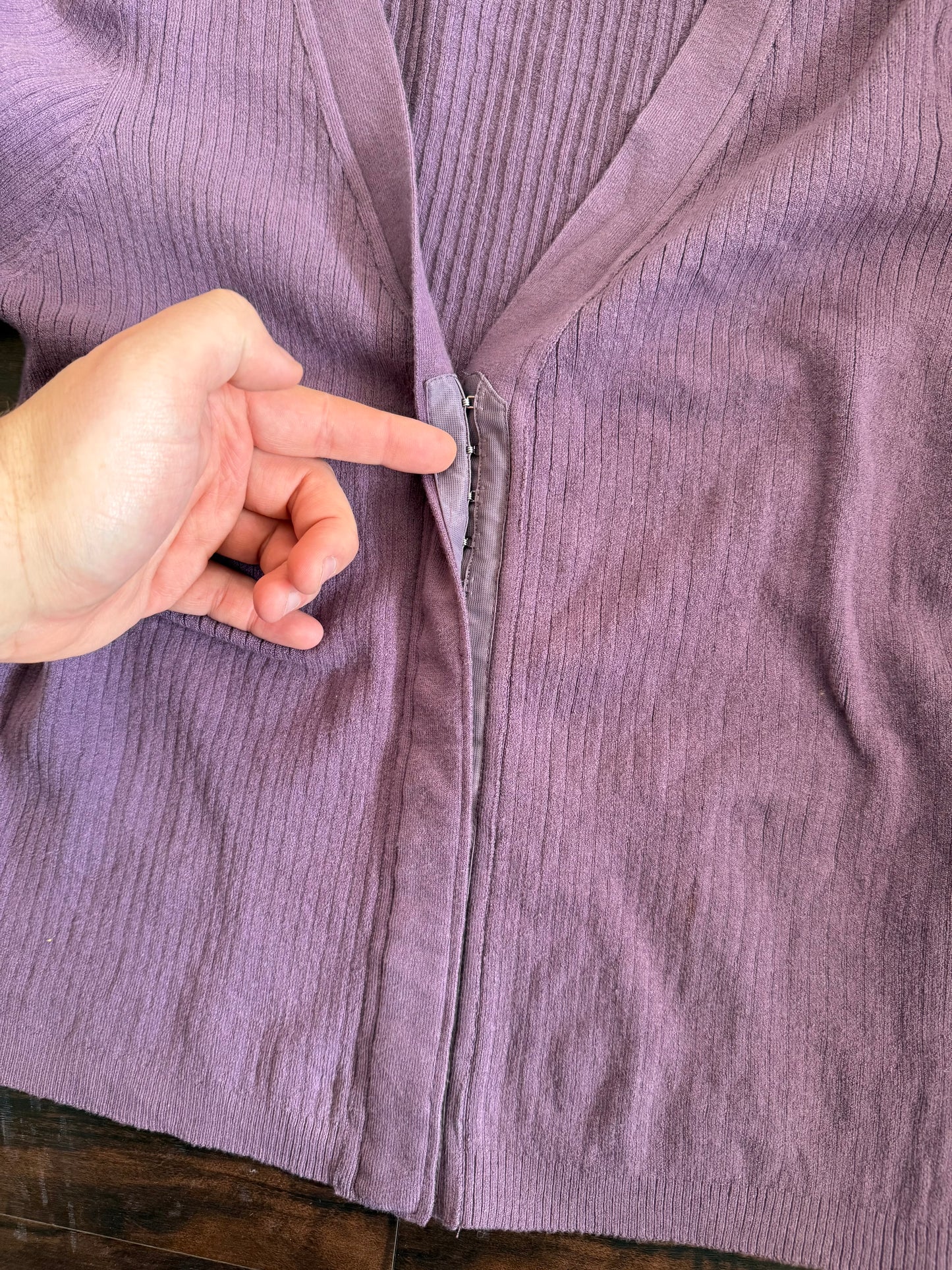 Anthropologie Purple Fasten Closure Ribbed Caridgan- M