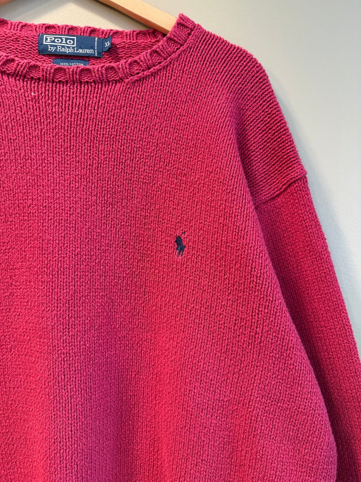 Vintage Polo Ralph Lauren Red Cotton Sweater- L