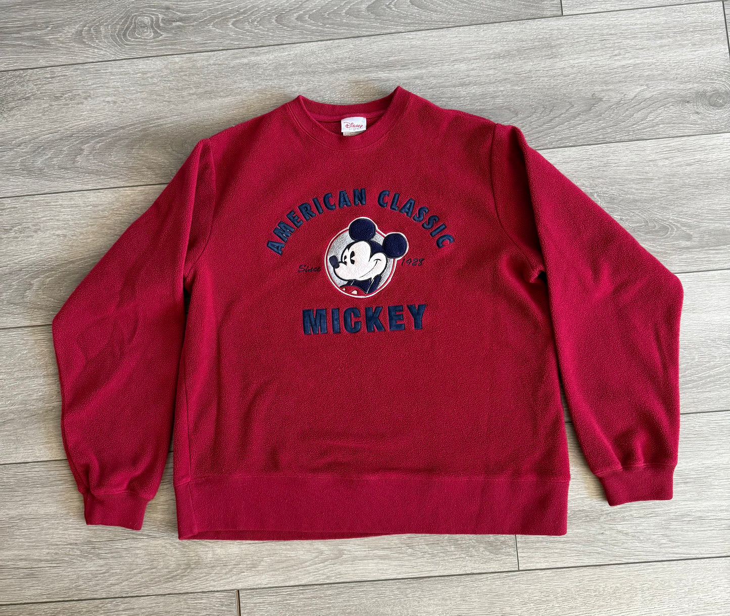 Vintage Disney Mickey Mouse Red Fleece Crewneck Sweatshirt- M