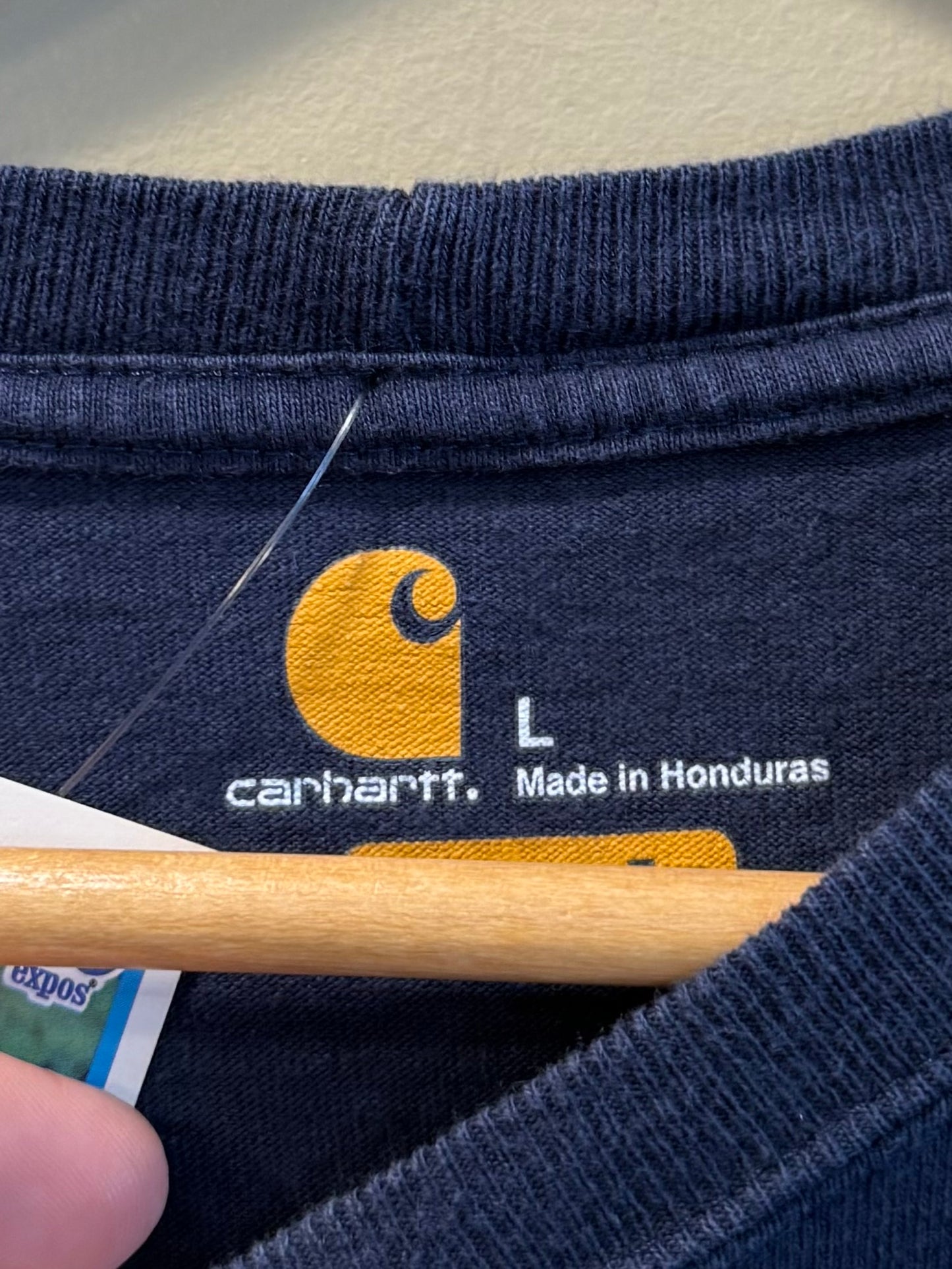 Vintage Carhartt Long Sleeve Navy Blue Pocket T-Shirt- L