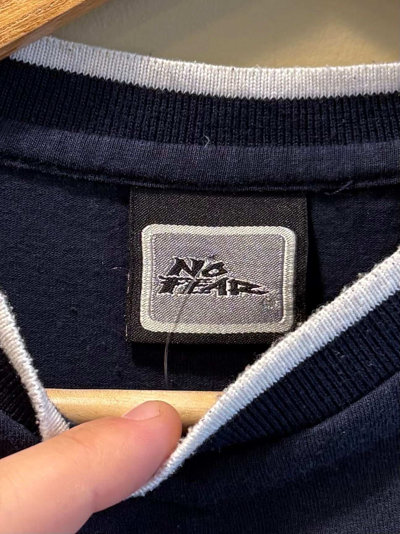 Vintage No Fear Striped Navy Blue T-Shirt- XL