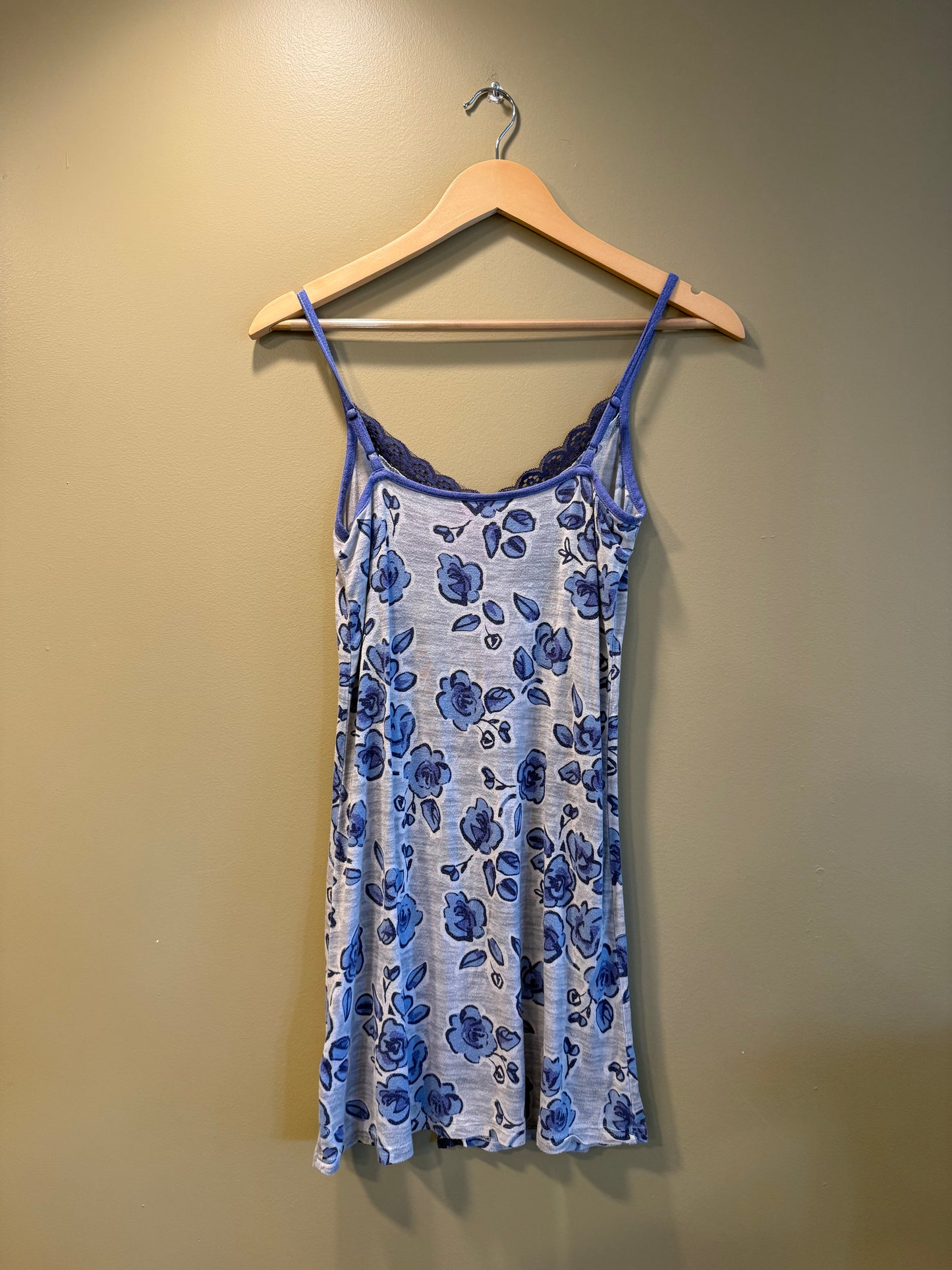 Vintage Christian Siriano Blue Floral Slip Dress- S