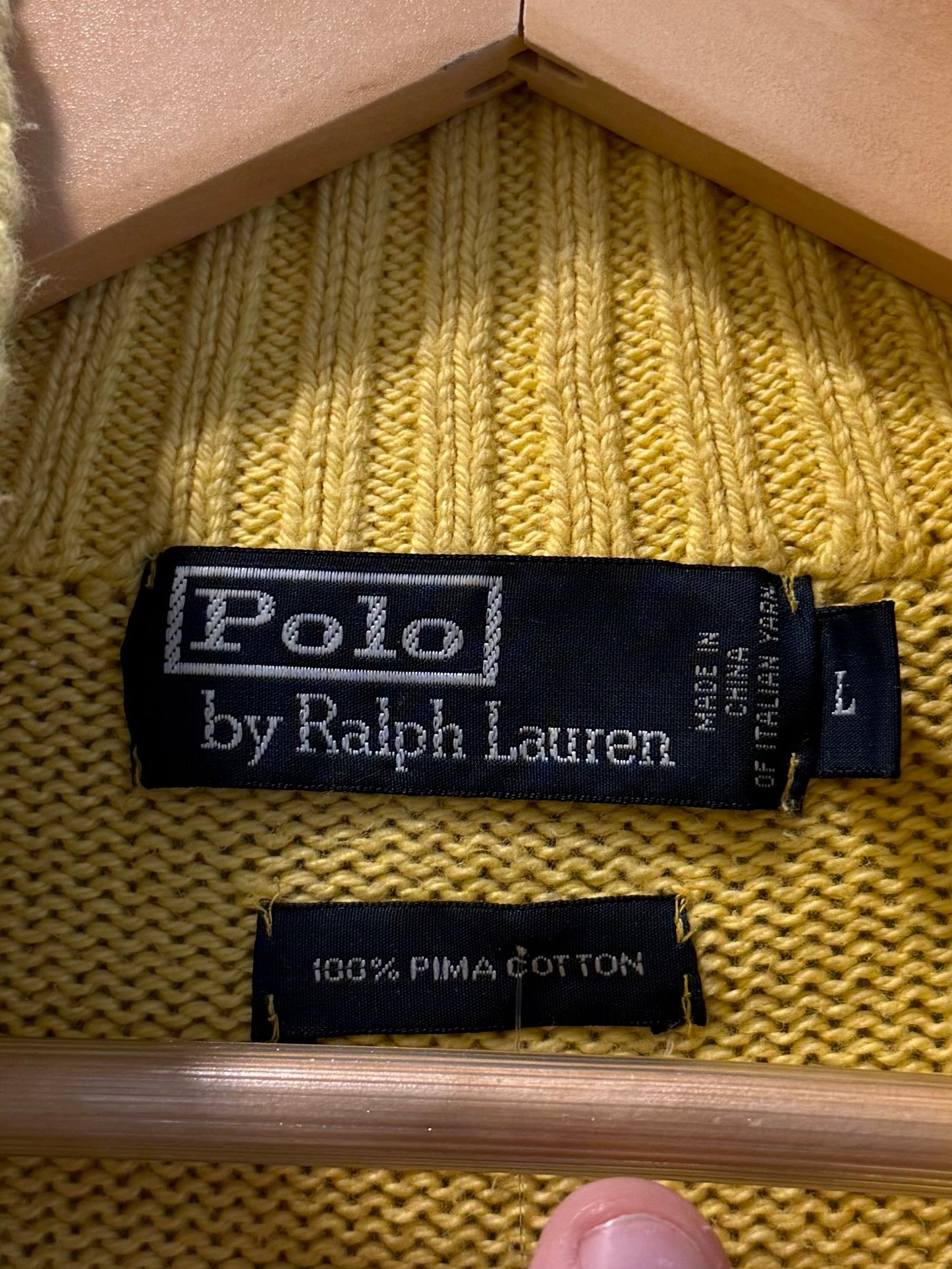 Vintage Polo Ralph Lauren Yellow Knit Quarter-Zip Sweater- L