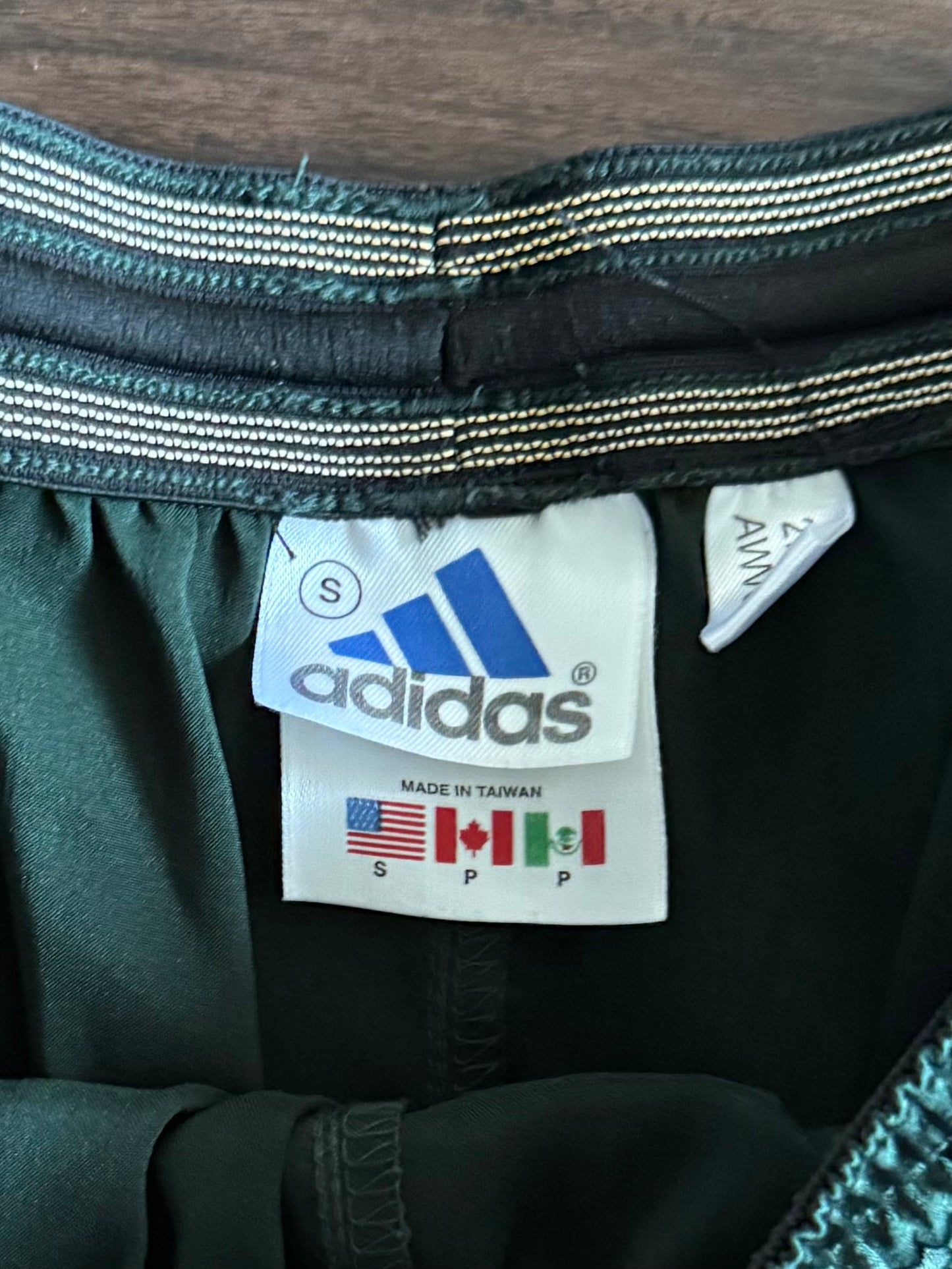 Vintage Adidas Green Striped Athletic Shorts- S