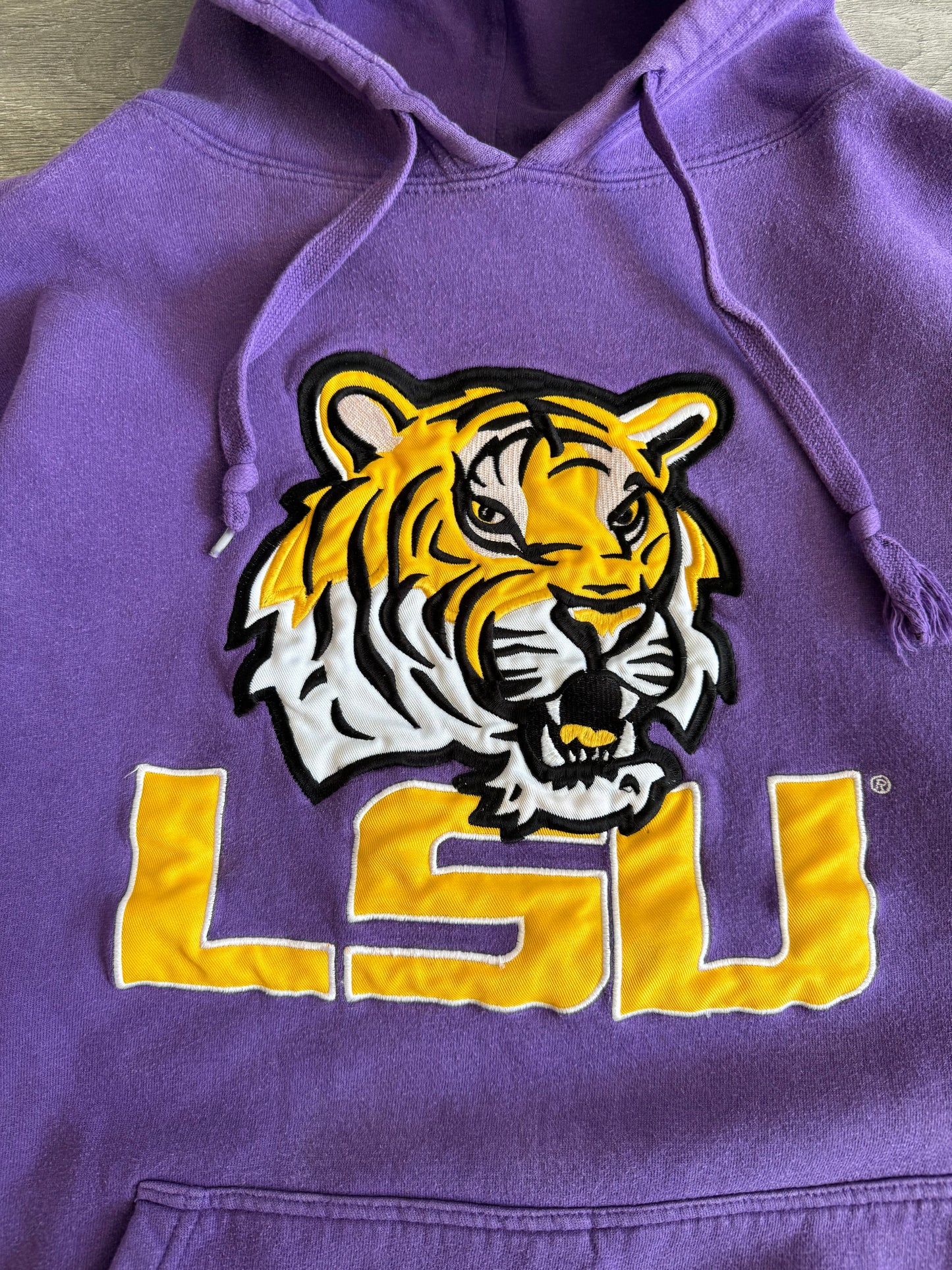 Vintage Louisiana State University Tigers Purple Hoodie Sweatshirt- XL