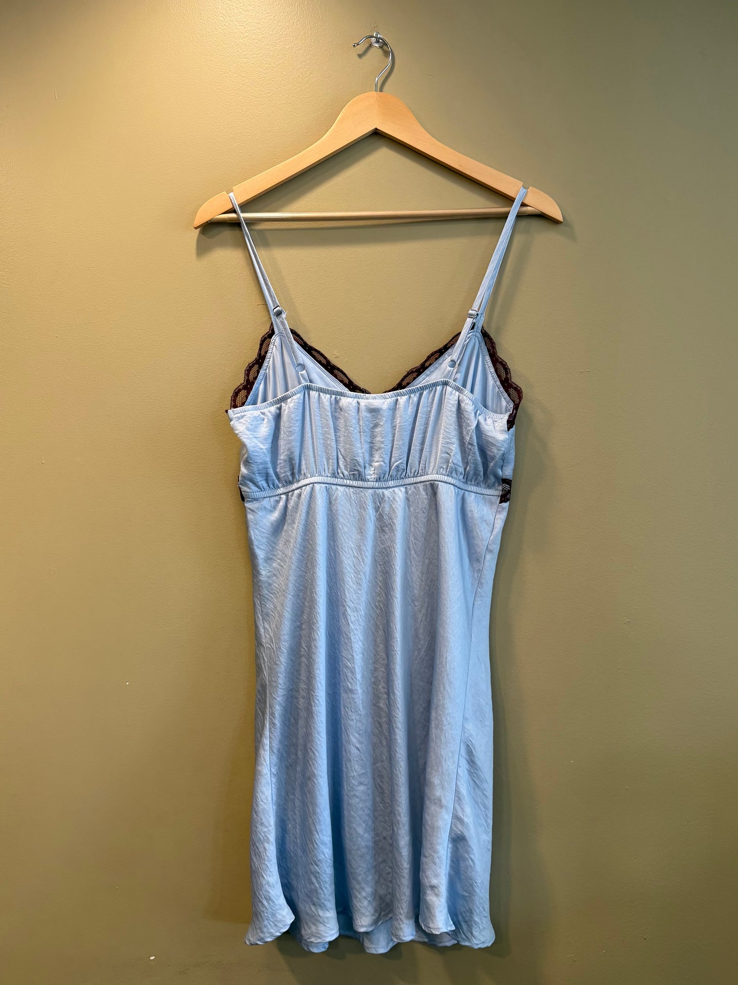 Vintage Y2K Lacy Blue & Brown Slip Dress Top- M