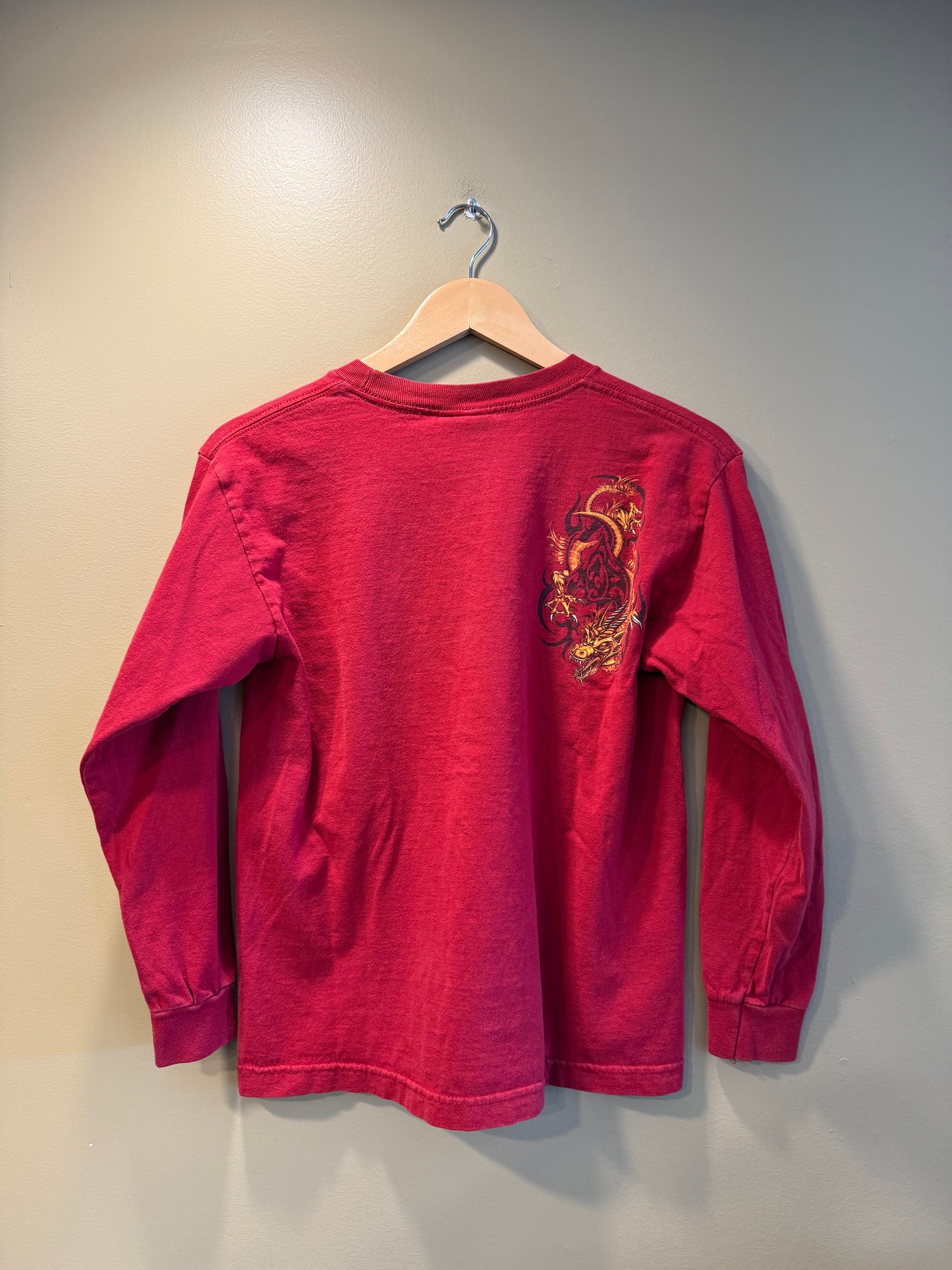 Vintage Y2K Top Heavy Red Dragon Long Sleeve T-Shirt- S/M