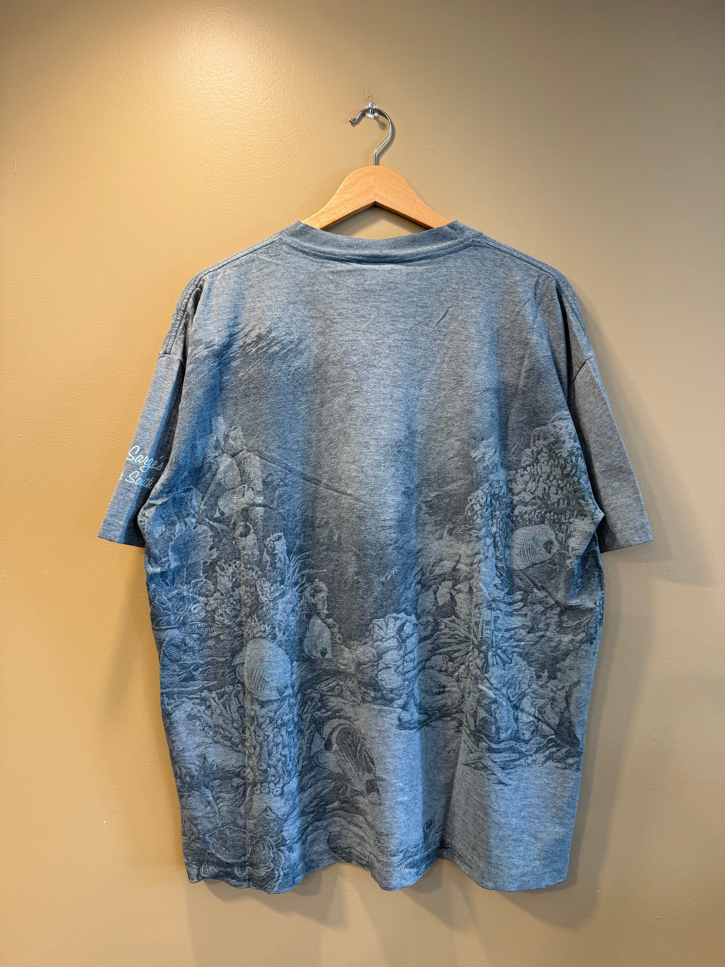 Vintage Sea Turtles All Over Print T-Shirt- XL