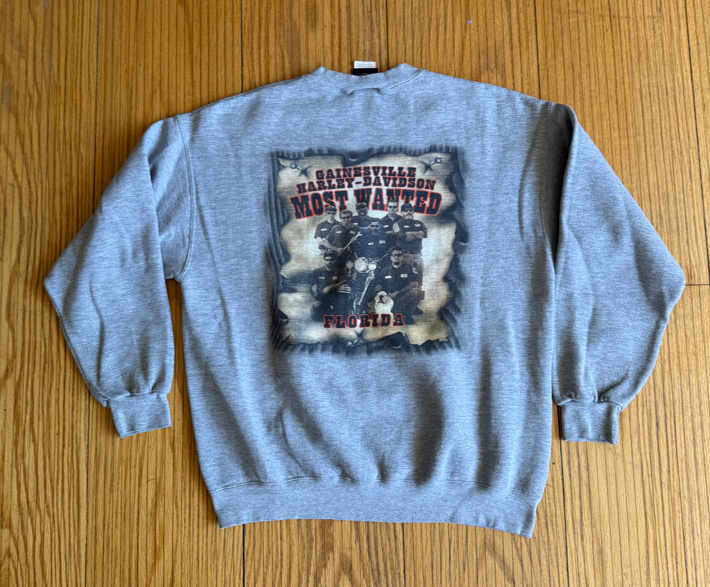 Vintage Harley Davidson Motorcycles Most Wanted Gray Crewneck Sweatshirt- L