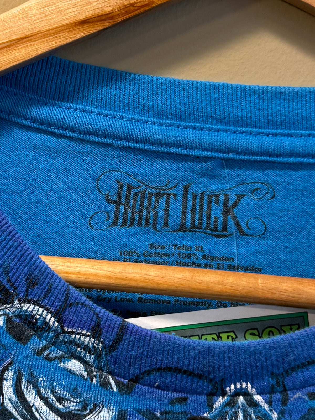 Vintage Hart Luck Tattoo Co. Blue Skull T-Shirt- XL