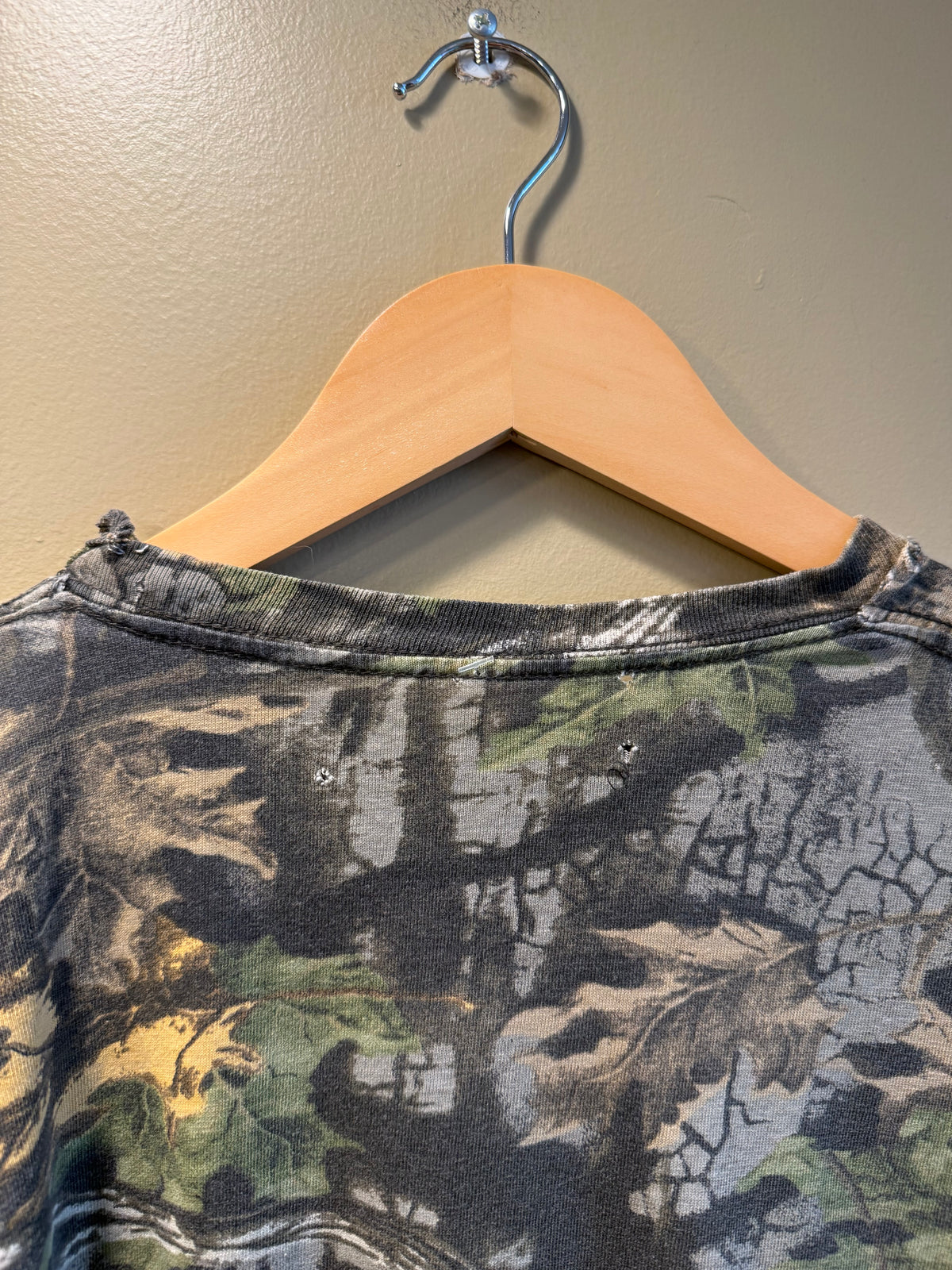 Vintage SuperFlauge Tree Camo Long-Sleeve Pocket T-Shirt- XL