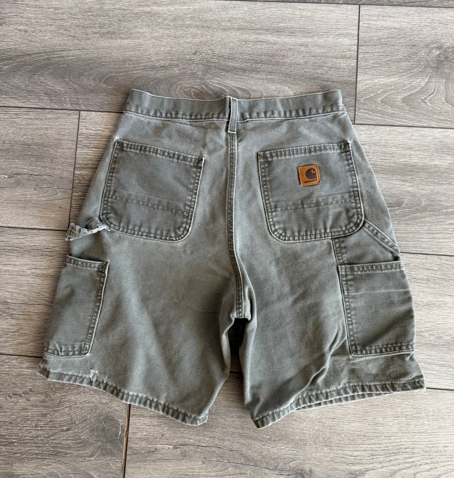 Vintage Carhartt Faded Green Carpenter Cotton Canvas Shorts- 28