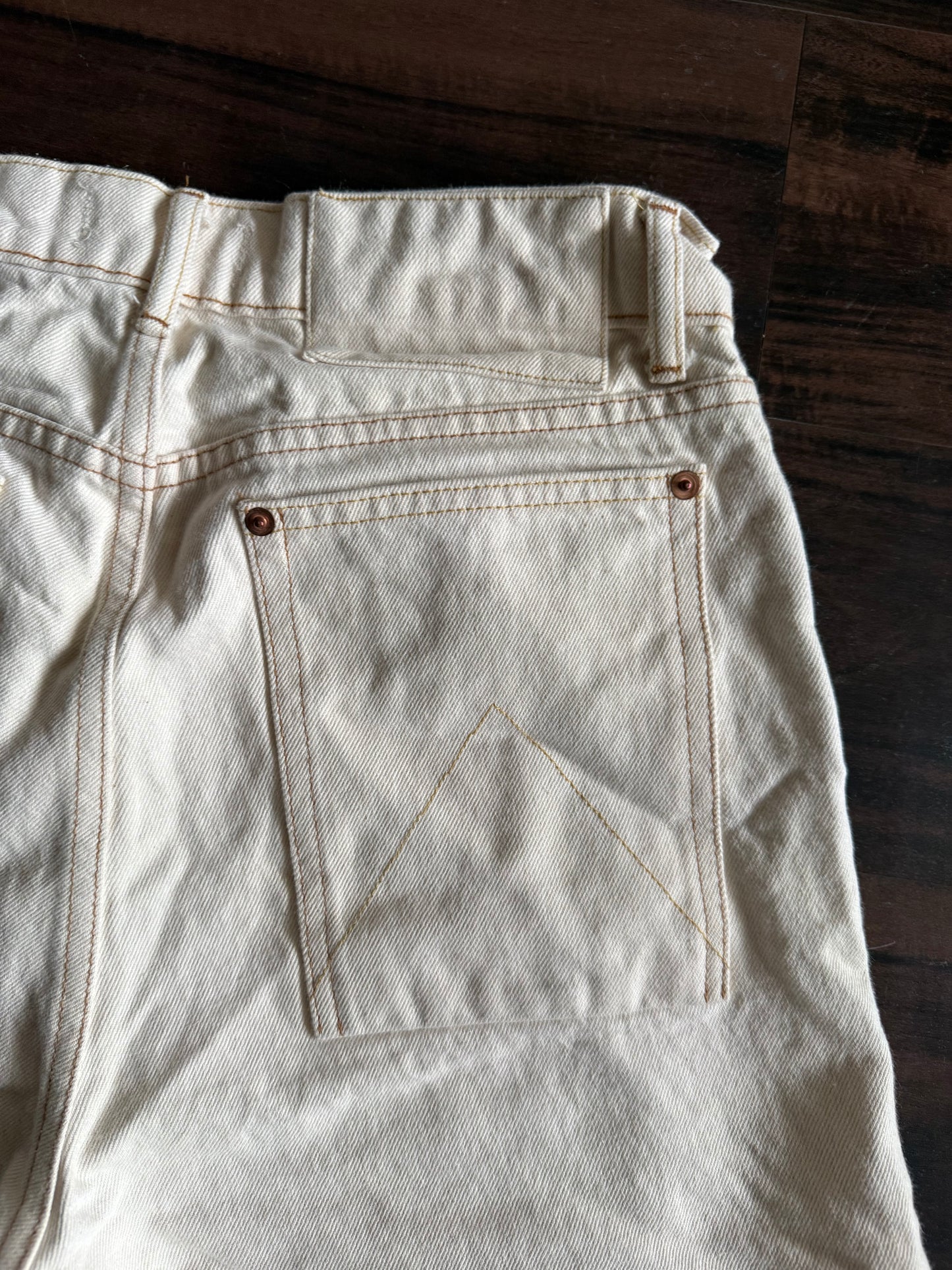 Carson Wach White Double Knee Button-Fly Denim Jean Shorts- 30