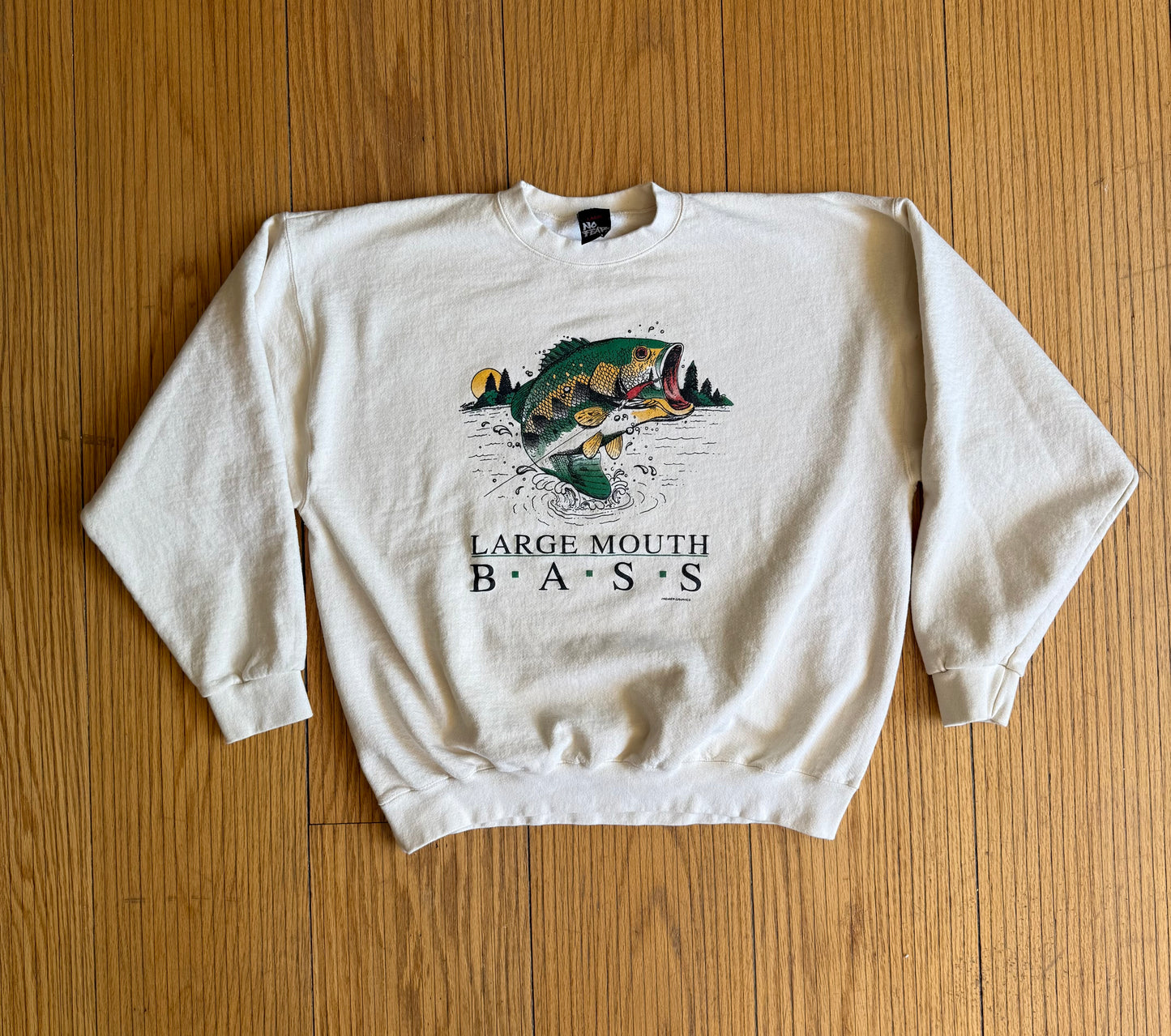 Vintage Large Mouth Bass No Fear White Crewneck Sweatshirt- XL