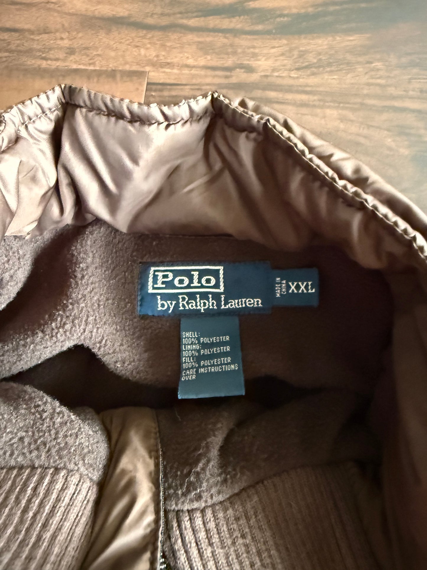 Vintage Polo Ralph Lauren Vertical Quilted Brown Down Jacket- XL