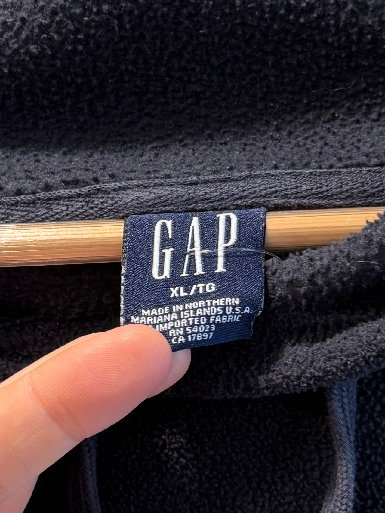 Vintage Gap Black Fleece Hoodie Sweatshirt- XL
