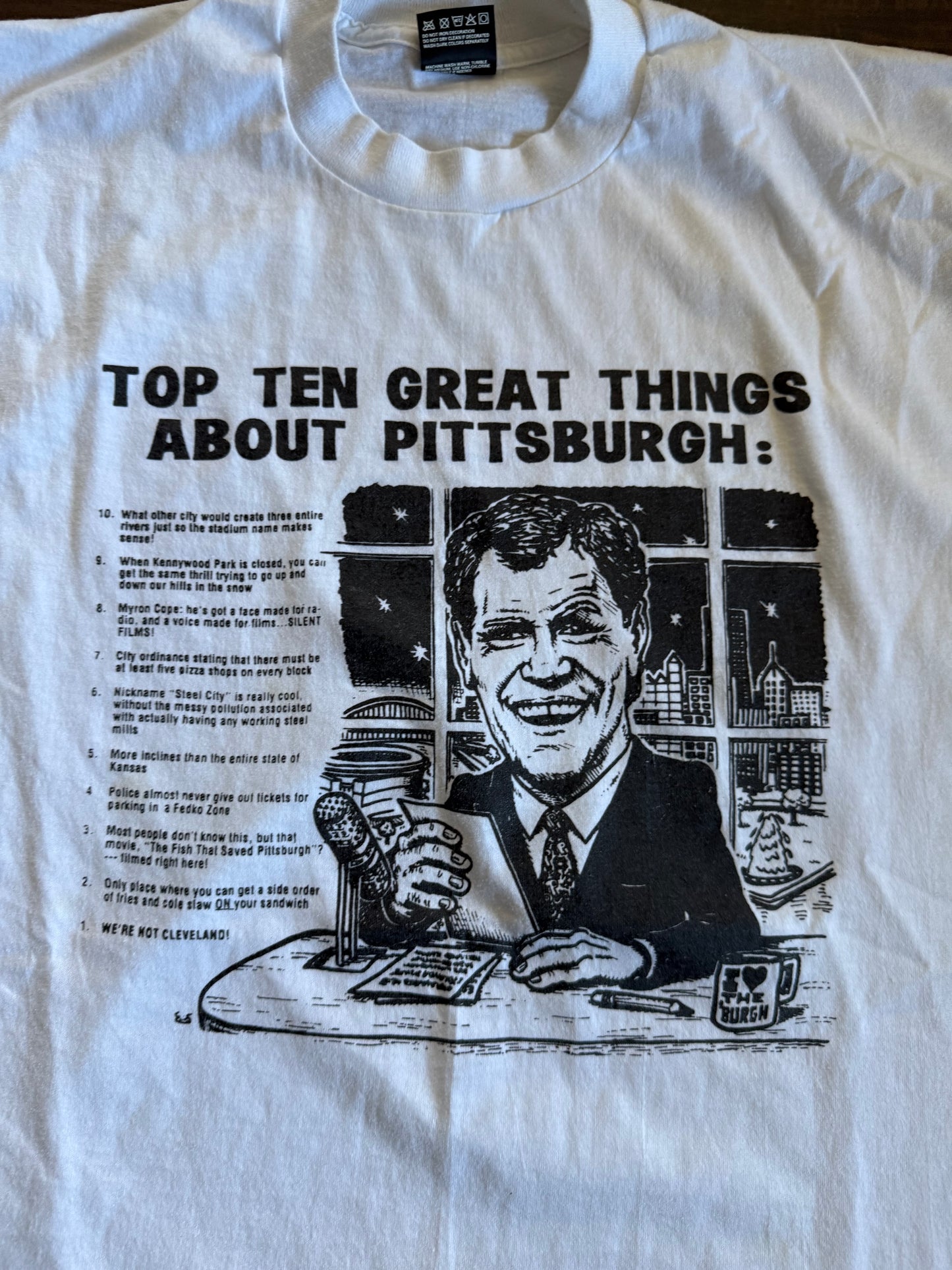 Vintage Top Ten Great Things About Pittsburgh T-Shirt- L