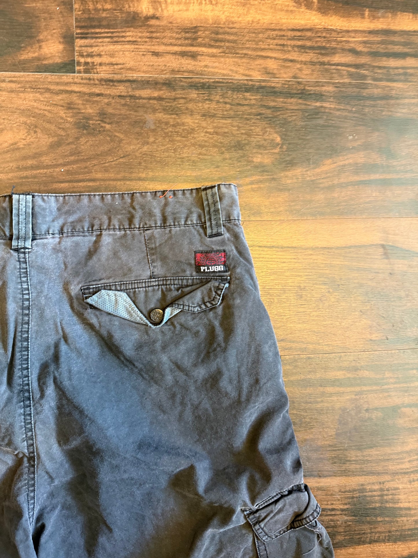 Vintage Plugg Spider Black Streetwear Cotton/Nylon Cargo Shorts- 34