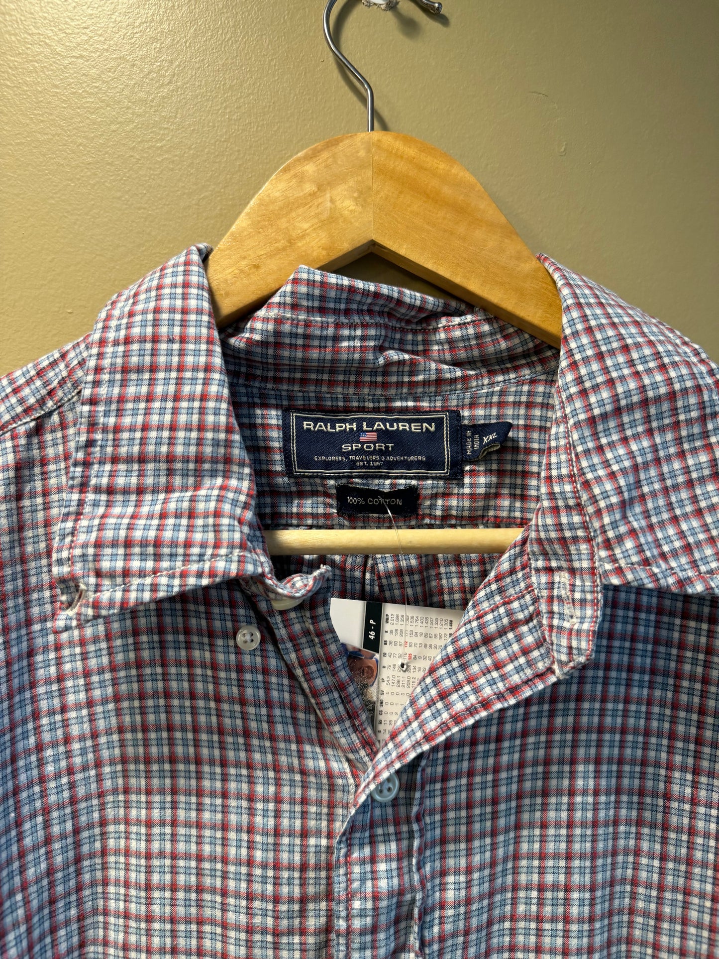Vintage Polo Sport Ralph Lauren Checkered Button-Up Shirt- XXL