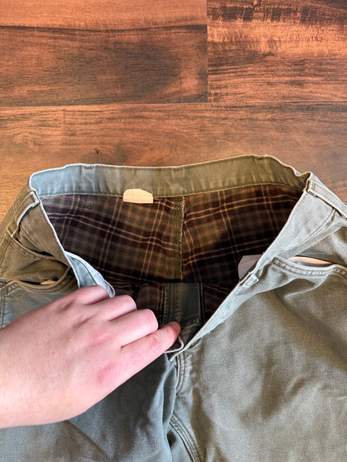 Vintage Carhartt Olive Green Flannel Lined Carpenter Pants- 34x30
