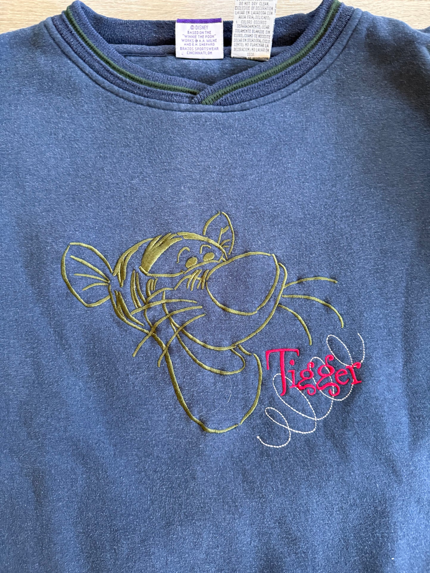 Vintage Tigger Embroidered Navy Blue Crewneck Sweatshirt- L
