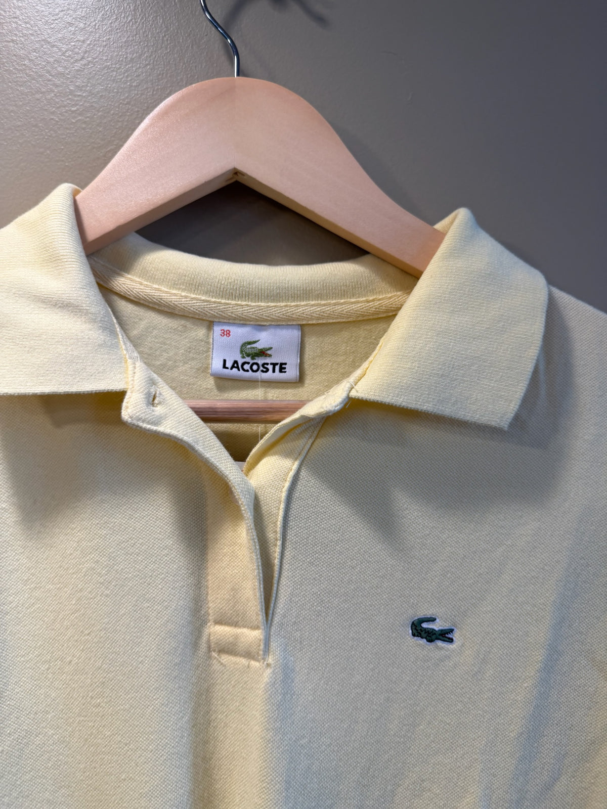 Vintage Y2K Lacoste Yellow Woman’s Fitted Polo T-Shirt - XS