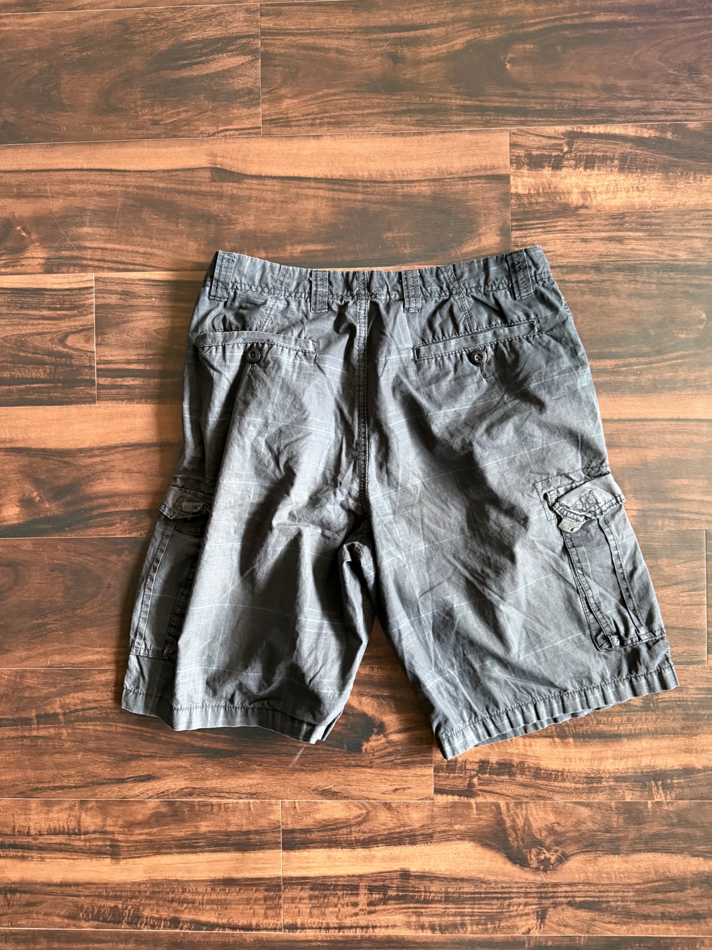 Vintage Motogear Black Checkered Cargo Shorts- 32