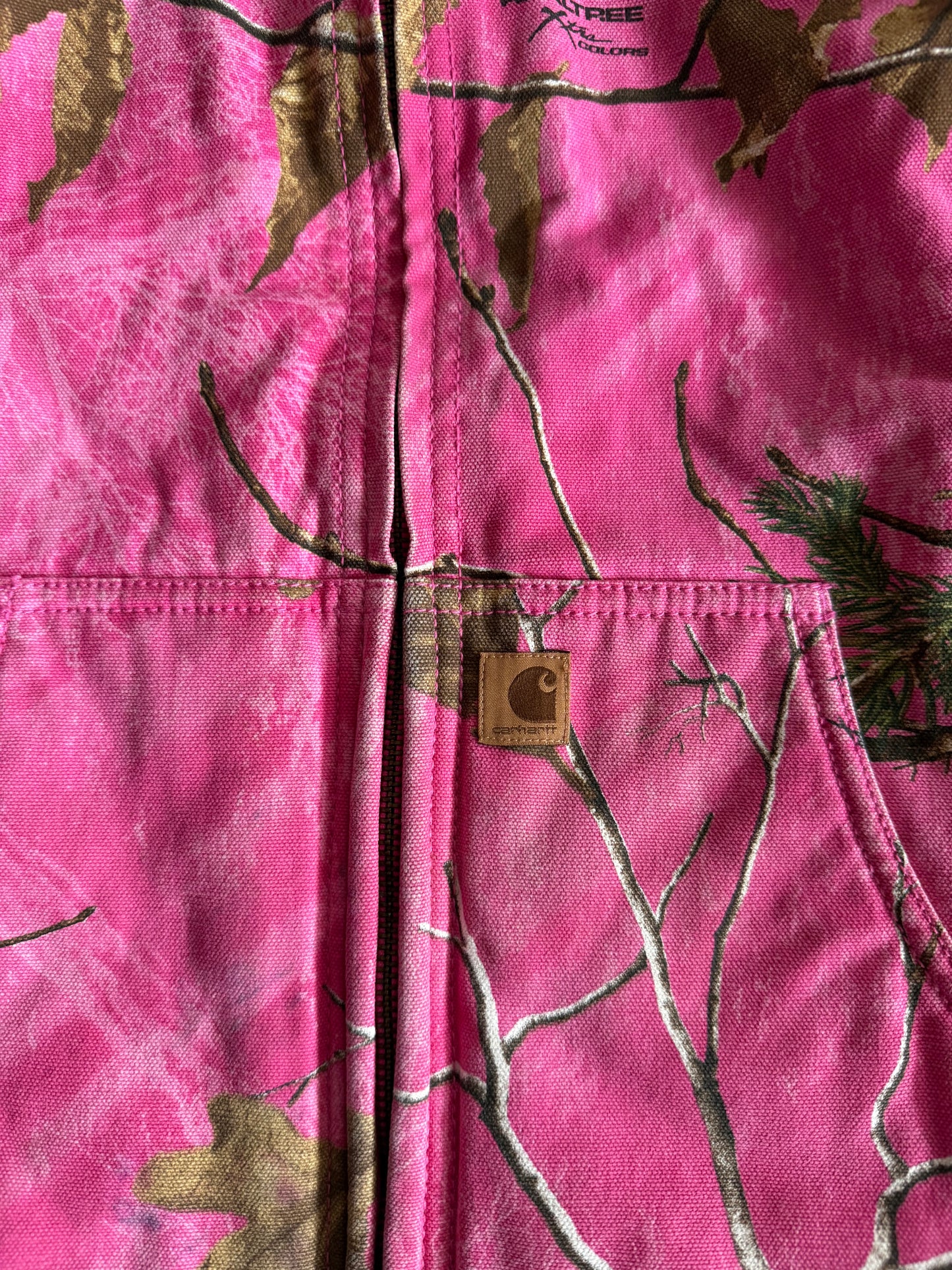 Vintage Carhartt Pink Tree Camouflage Heavyweight Fleece-Lined Hooded Jacket- XS