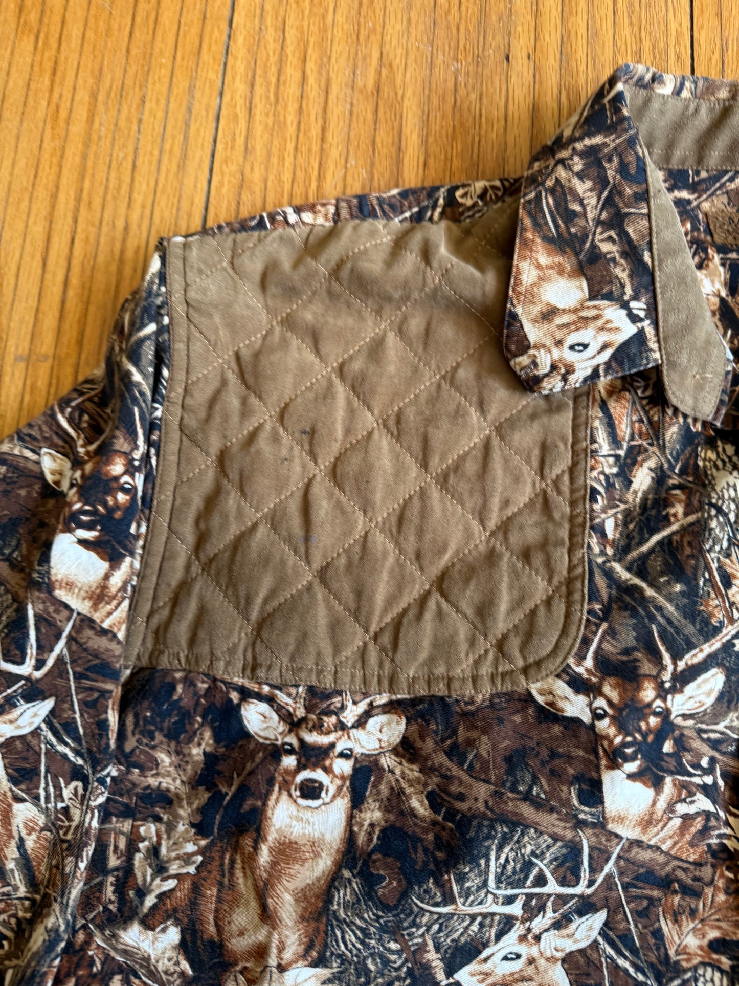 Vintage Deer Real Tree Camouflage Button-Up Long Sleeve Shirt- XL