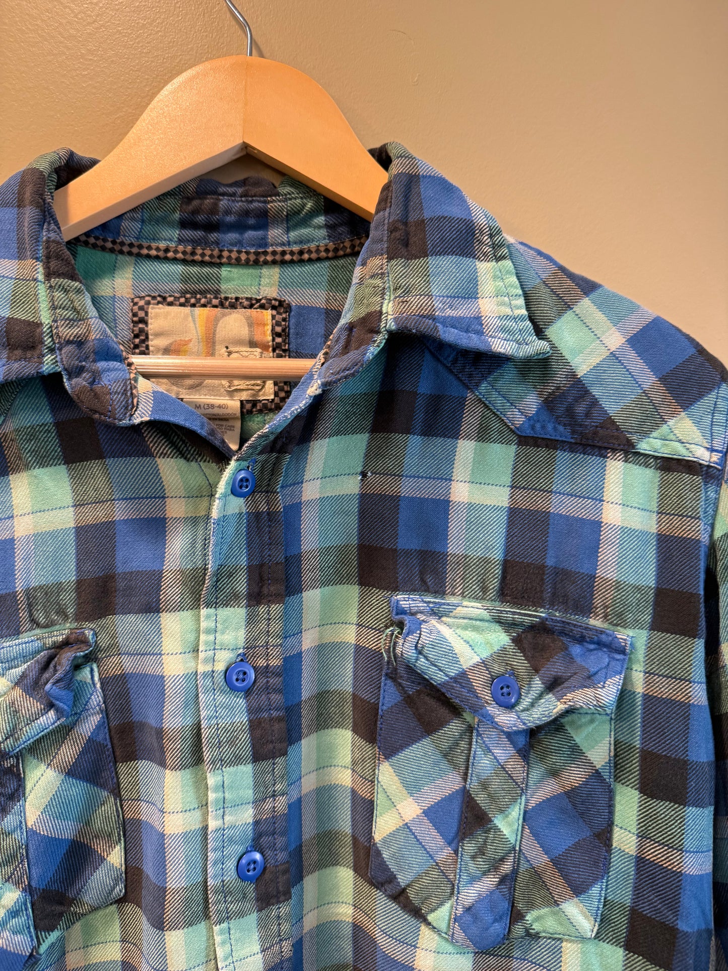 Vintage Ocean Pacific Checkered Beach Flannel Shirt- M