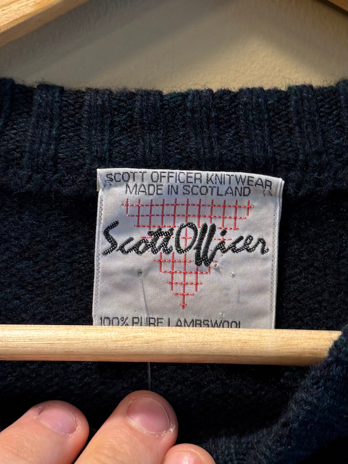Vintage Scott Officer Lambswool Checkered Sweater- XL