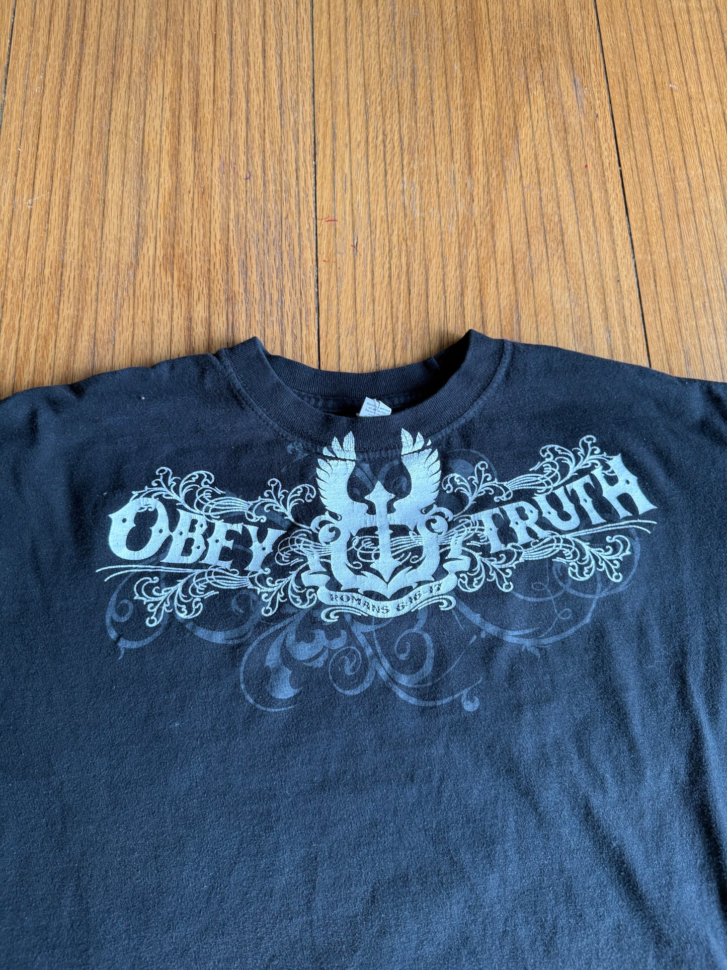 Vintage Y2K Obey Truth Jesus Black T-Shirt- XL