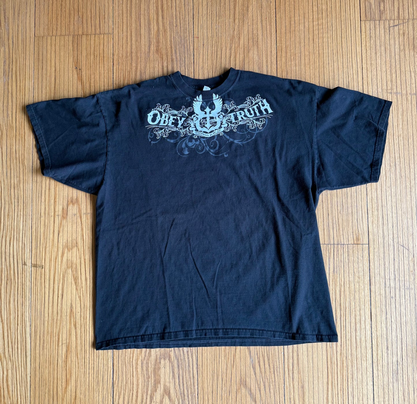 Vintage Y2K Obey Truth Jesus Black T-Shirt- XL