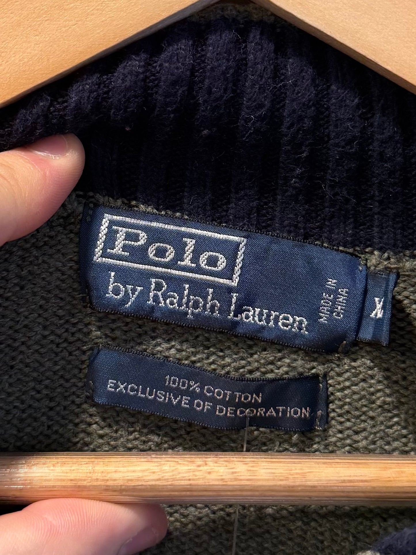 Vintage Polo Ralph Lauren Sea Foam Green Quarter-Zip Sweater- XL