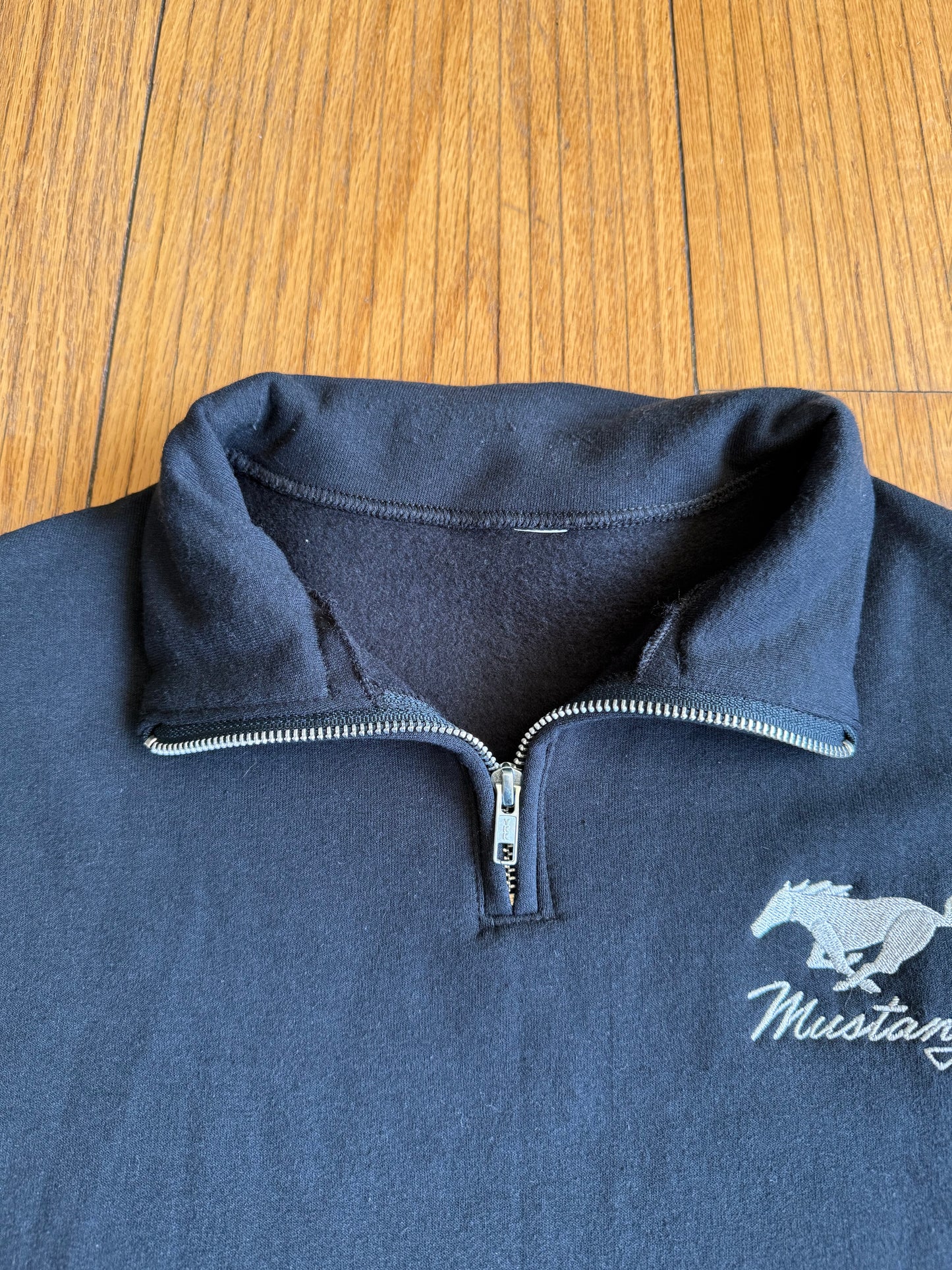 Vintage Ford Mustang Black Quarter-Zip Sweatshirt- L