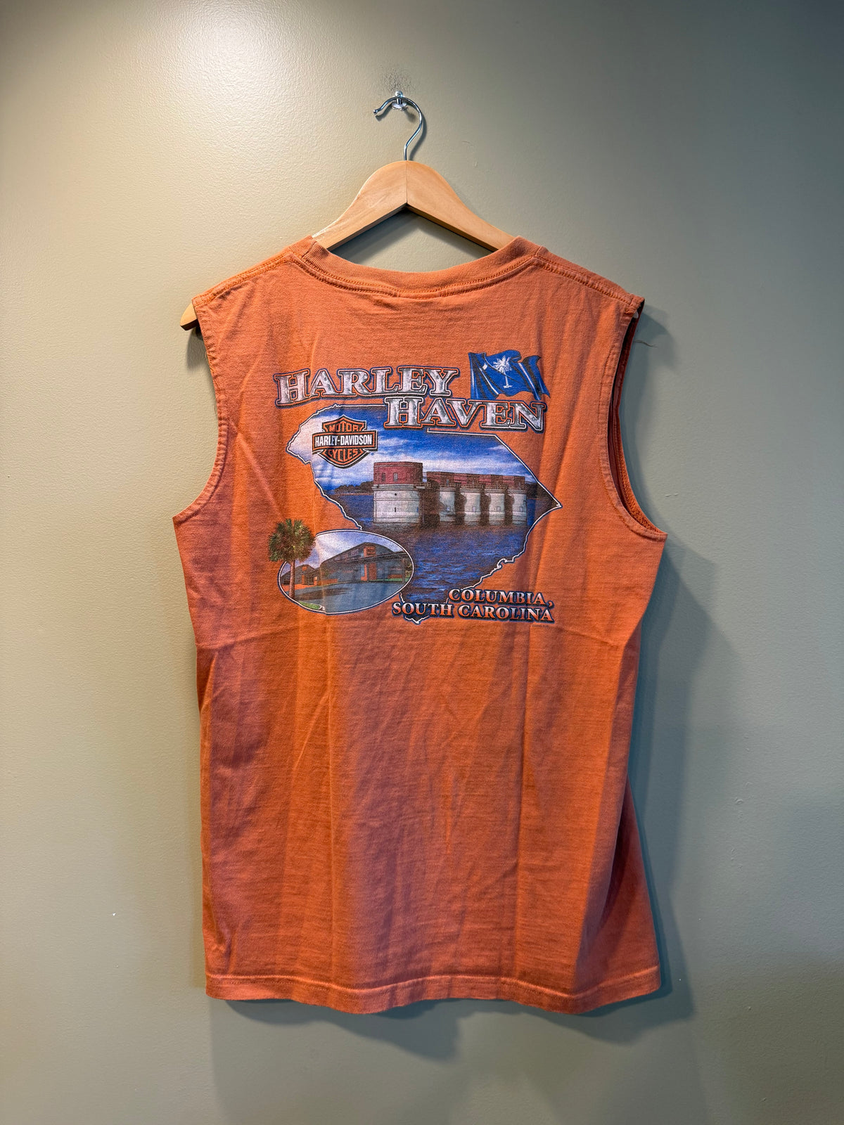Vintage Harley Davidson Orange Flames Tank Top- M