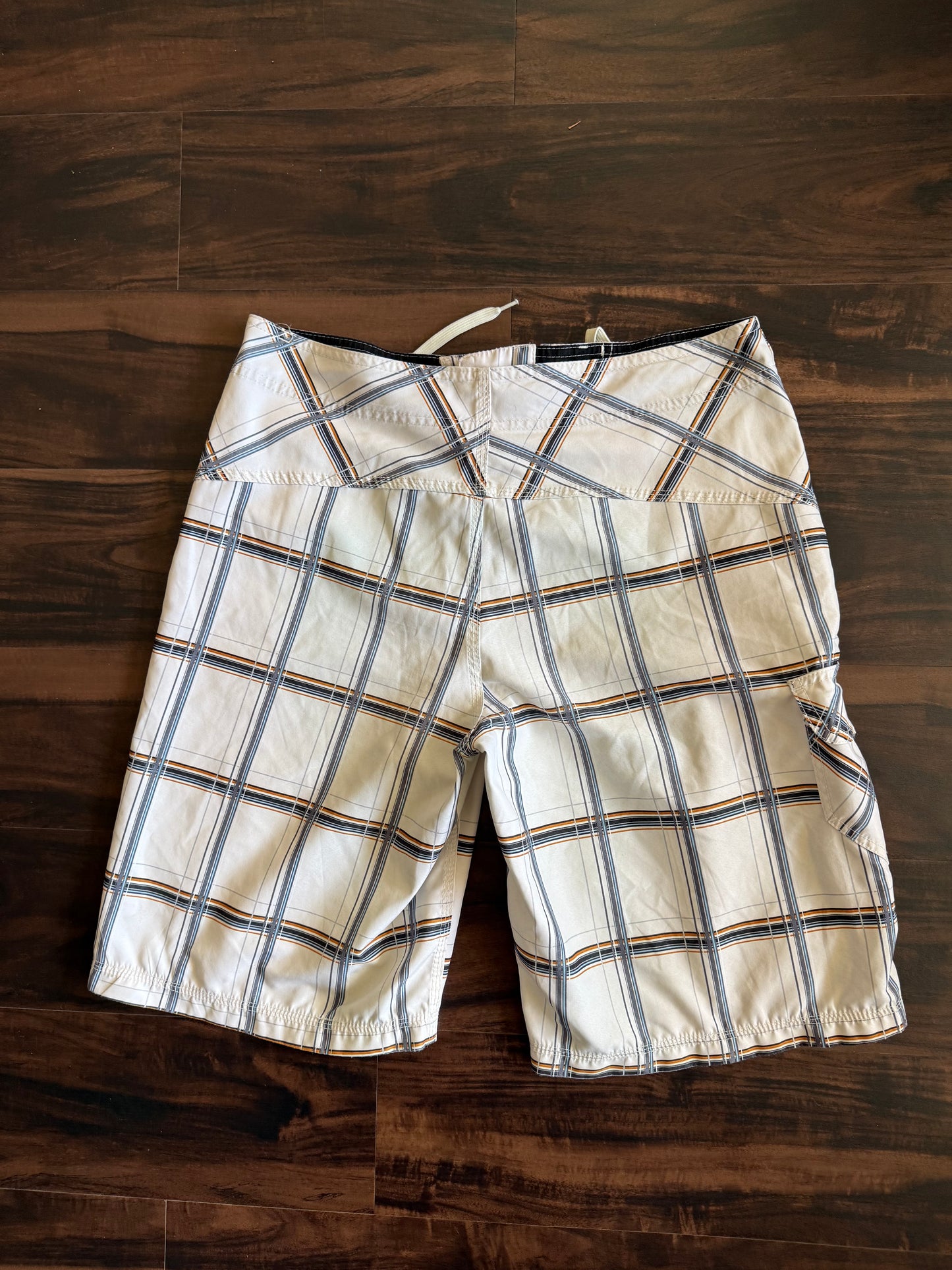 Vintage Y2K Hurley Checkered Tan Board Shorts- 34