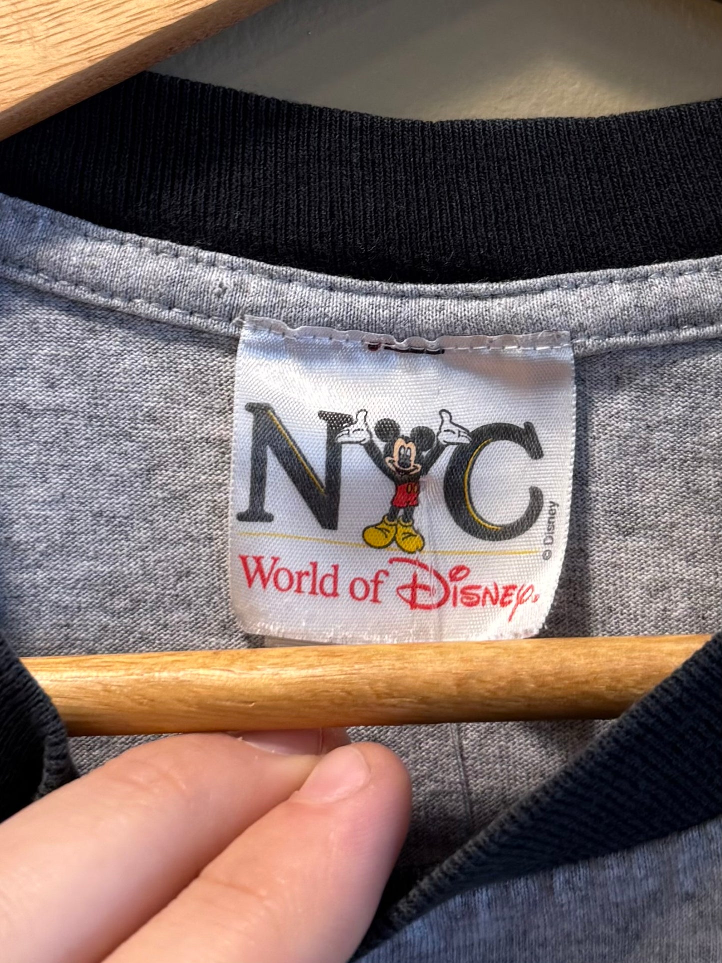 Vintage Disney Mickey Mouse NYC Cropped Ringer T-Shirt- L