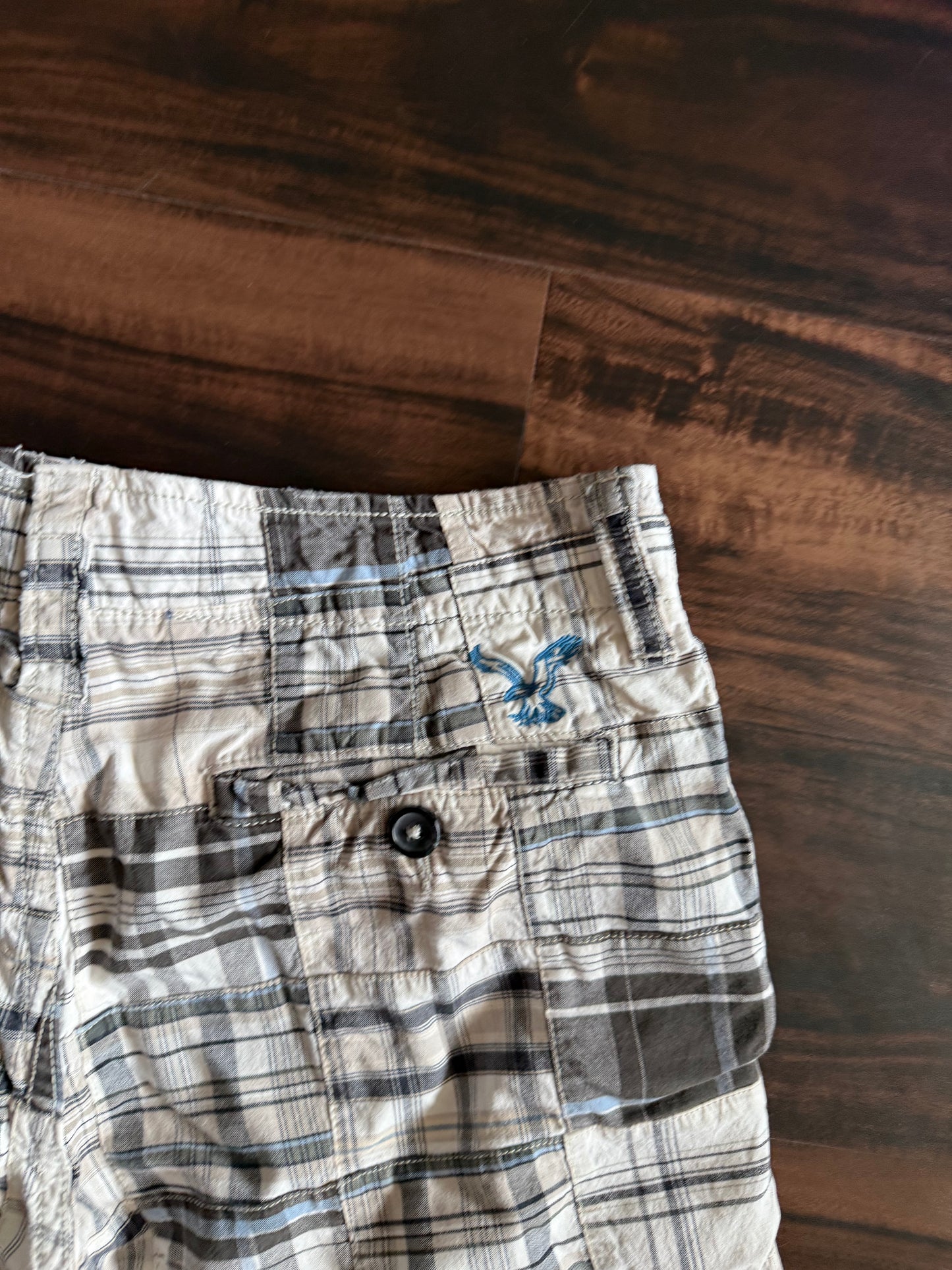Vintage American Eagle Checkered Patchwork Shorts- 32