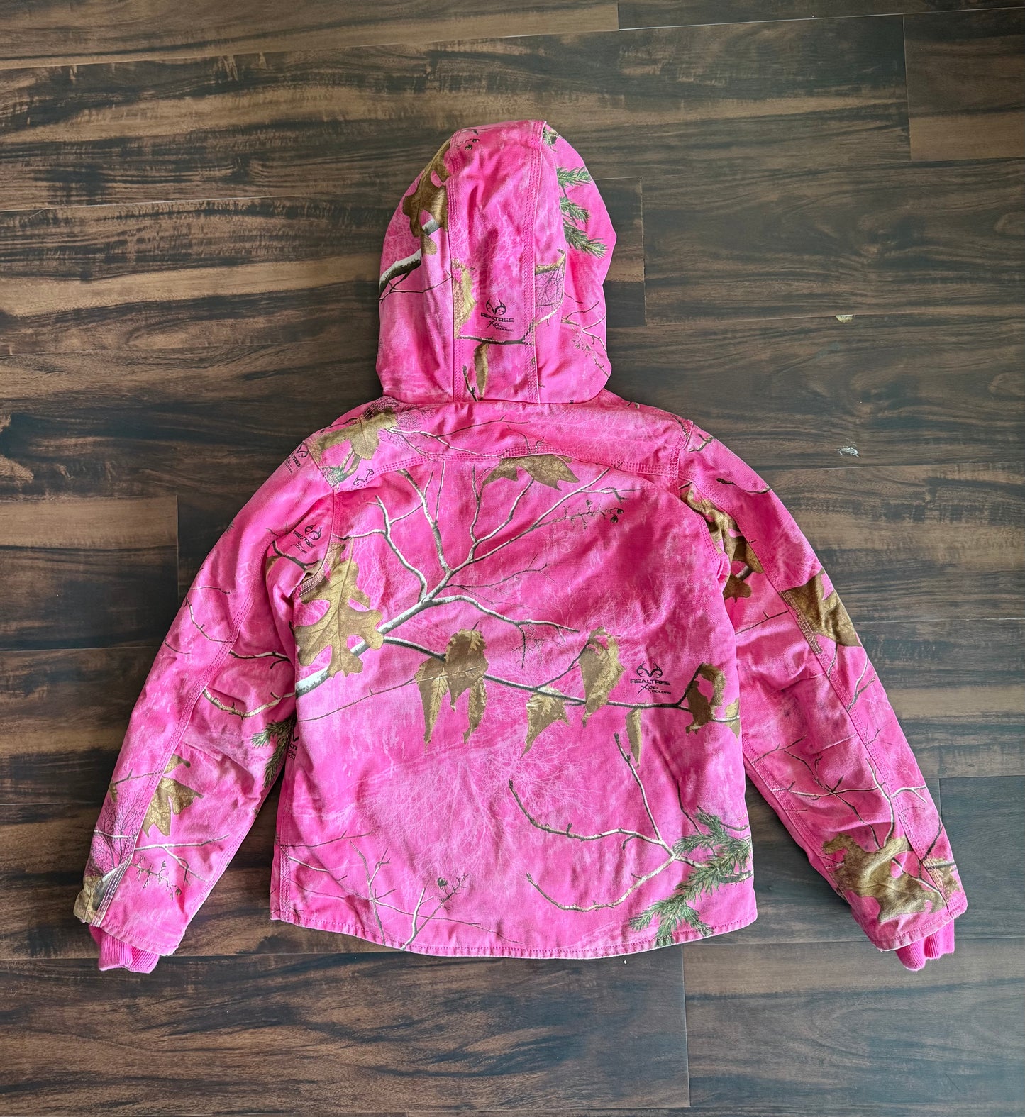 Vintage Carhartt Pink Tree Camouflage Heavyweight Fleece-Lined Hooded Jacket- XS