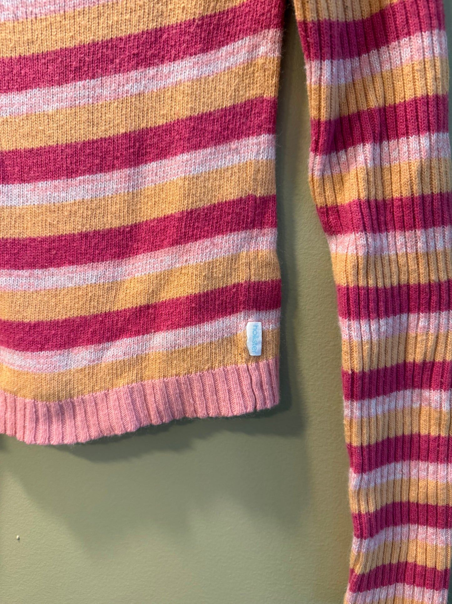 Vintage Y2K Hollister Striped Pink Sweater- M