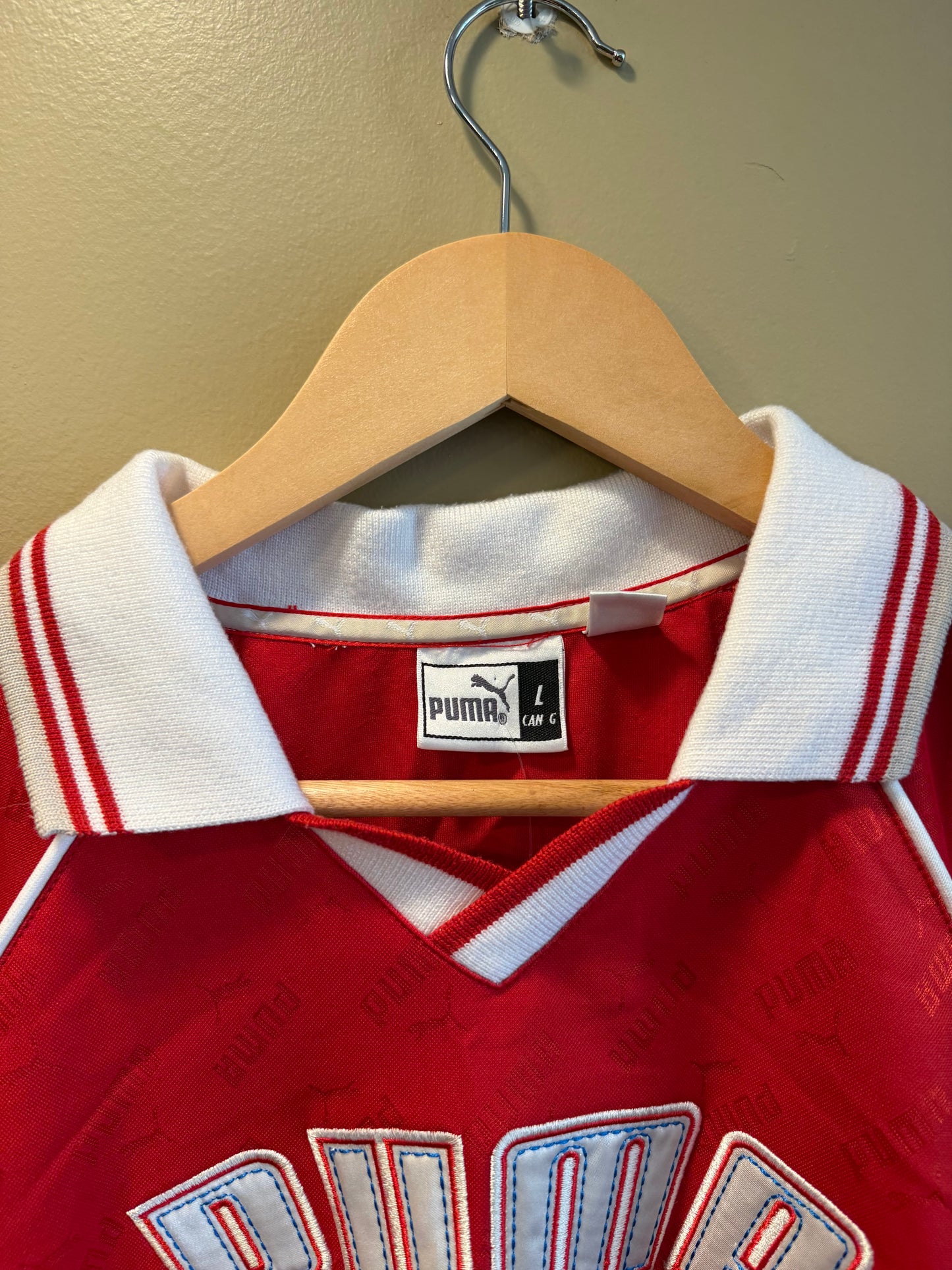 Vintage Puma Red White & Blue Soccer Football Jersey- M