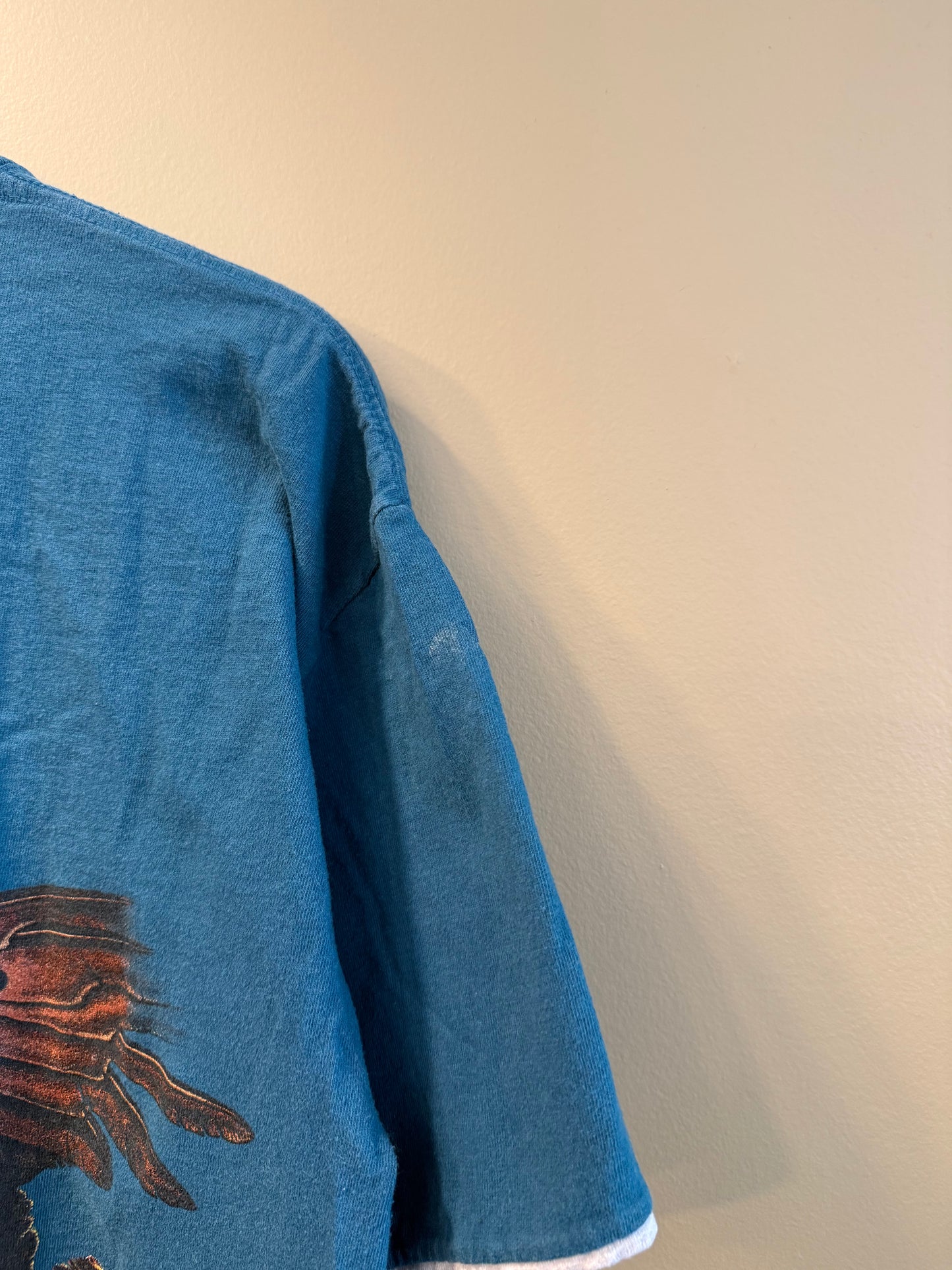 Vintage Bald Eagle Sitka Alaska Blue Wrap-Around Print T-Shirt- L