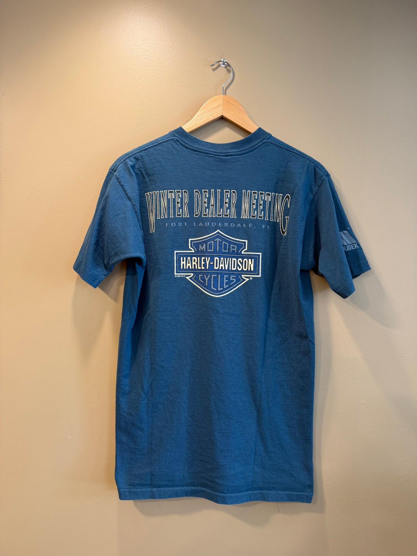 Vintage Harley Davidson Blue Winter Dealer Meeting T-Shirt- M