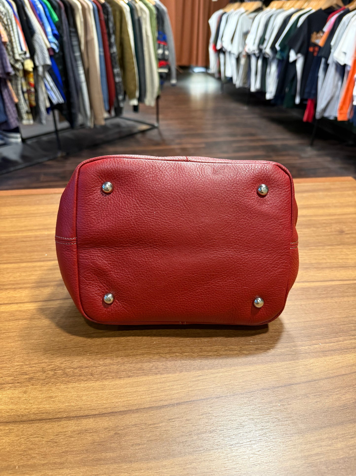 Vintage Red Genuine Leather Small Clasp Purse