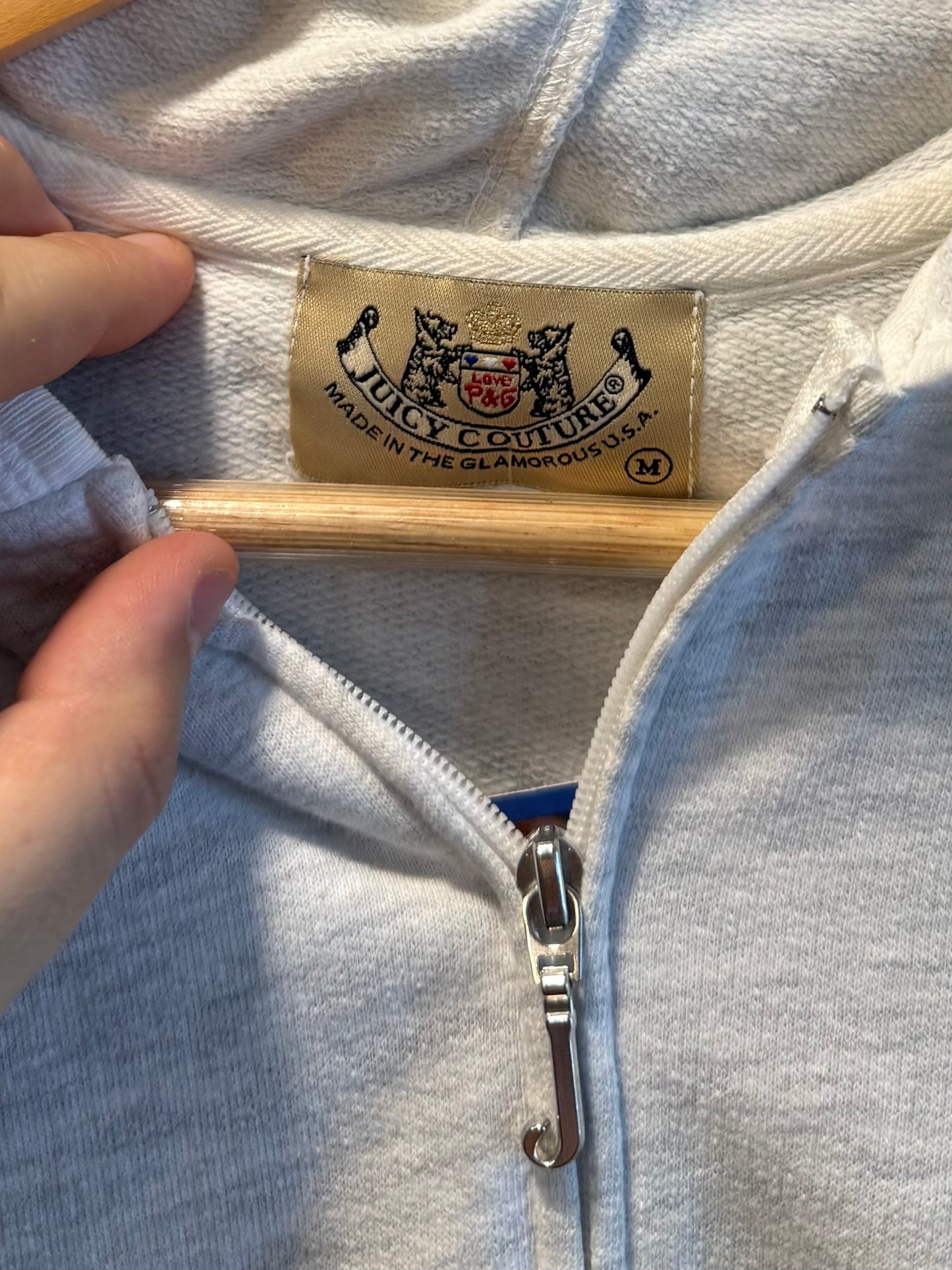 Vintage Juicy Couture Classic Gray Zip-Up Hoodie Sweatshirt- M