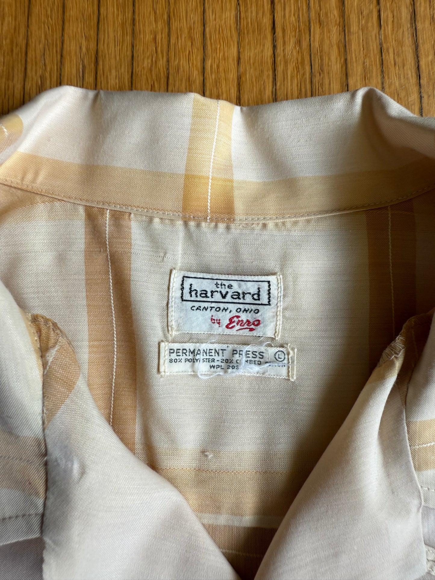 Vintage 1960s Permanent Press Checkered Button-Down Casual Shirt- L