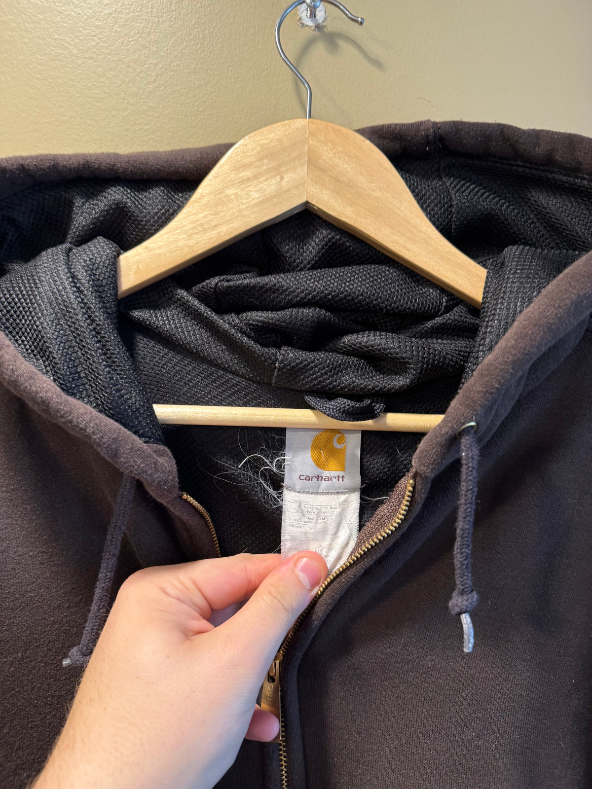 Vintage Carhartt Brown Distressed Zip-Up Hoodie Sweatshirt- XXL