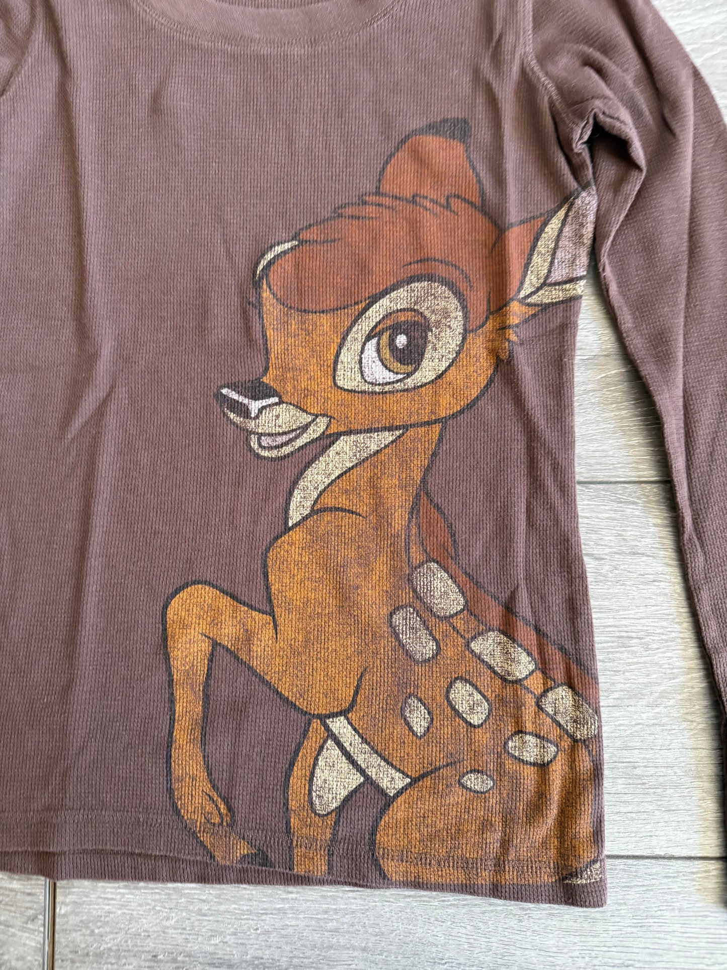 Vintage Disney Bambi Brown Thermal Long Sleeve Shirt- S/M