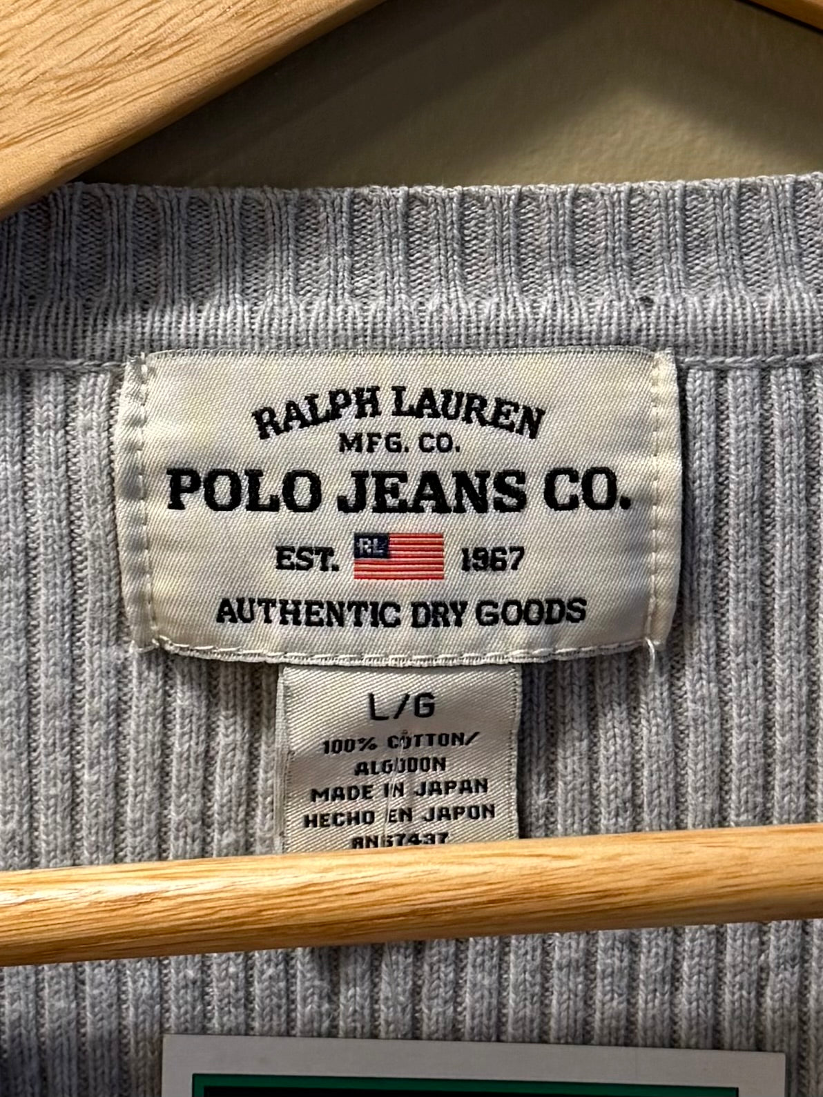 Vintage Polo Ralph Lauren Jeans Co. Ribbed Gray Sweater- L